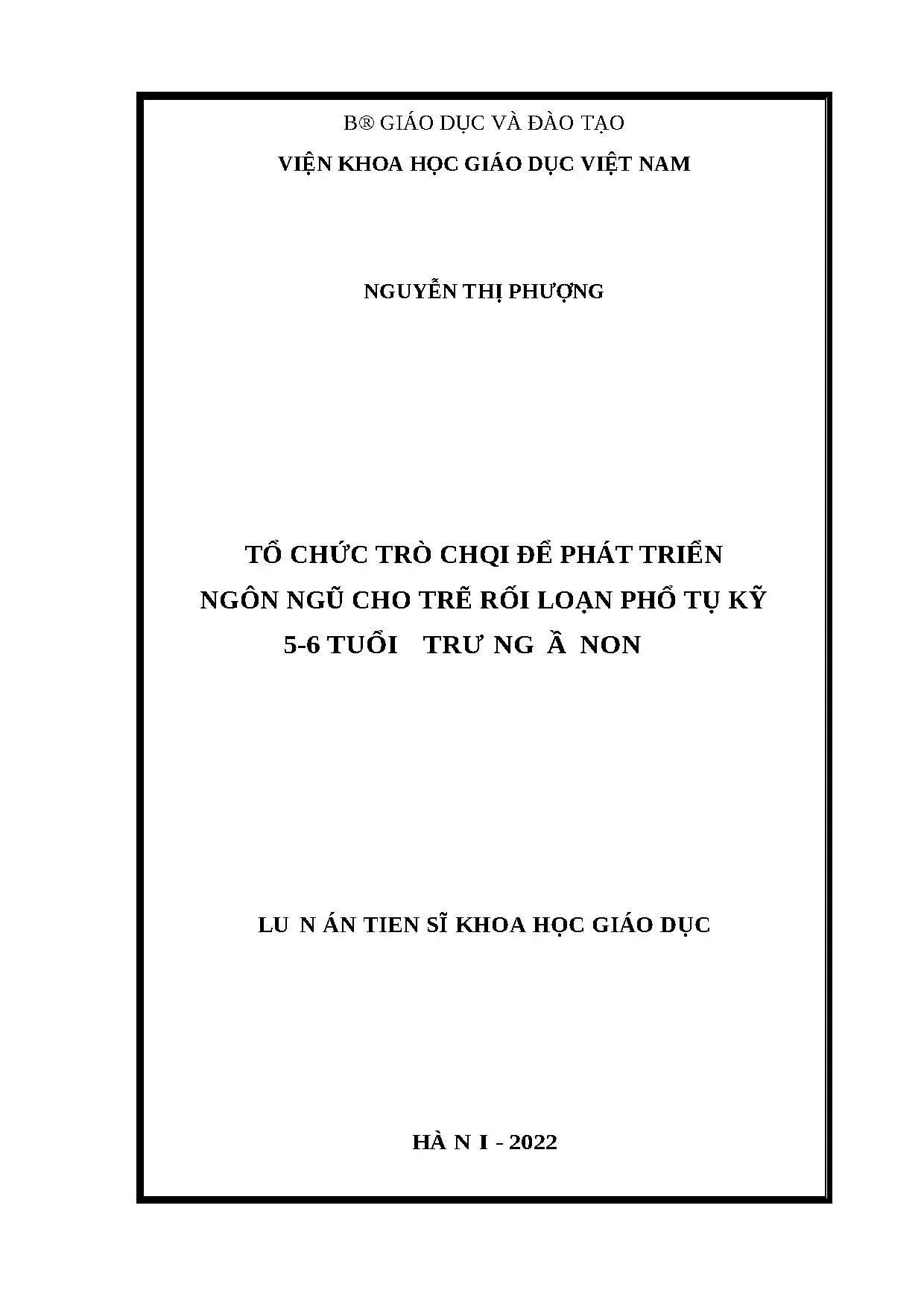 Luận án tổ chức trò chơi ðể phát triển ngôn ngũ cho trẽ rối