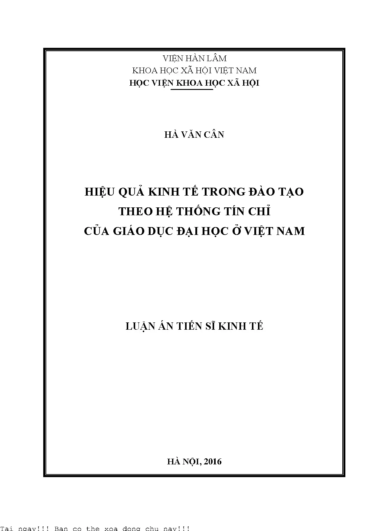 Hiệu quả kinh tế trong đào tạo theo hệ thống tín chỉ của giá