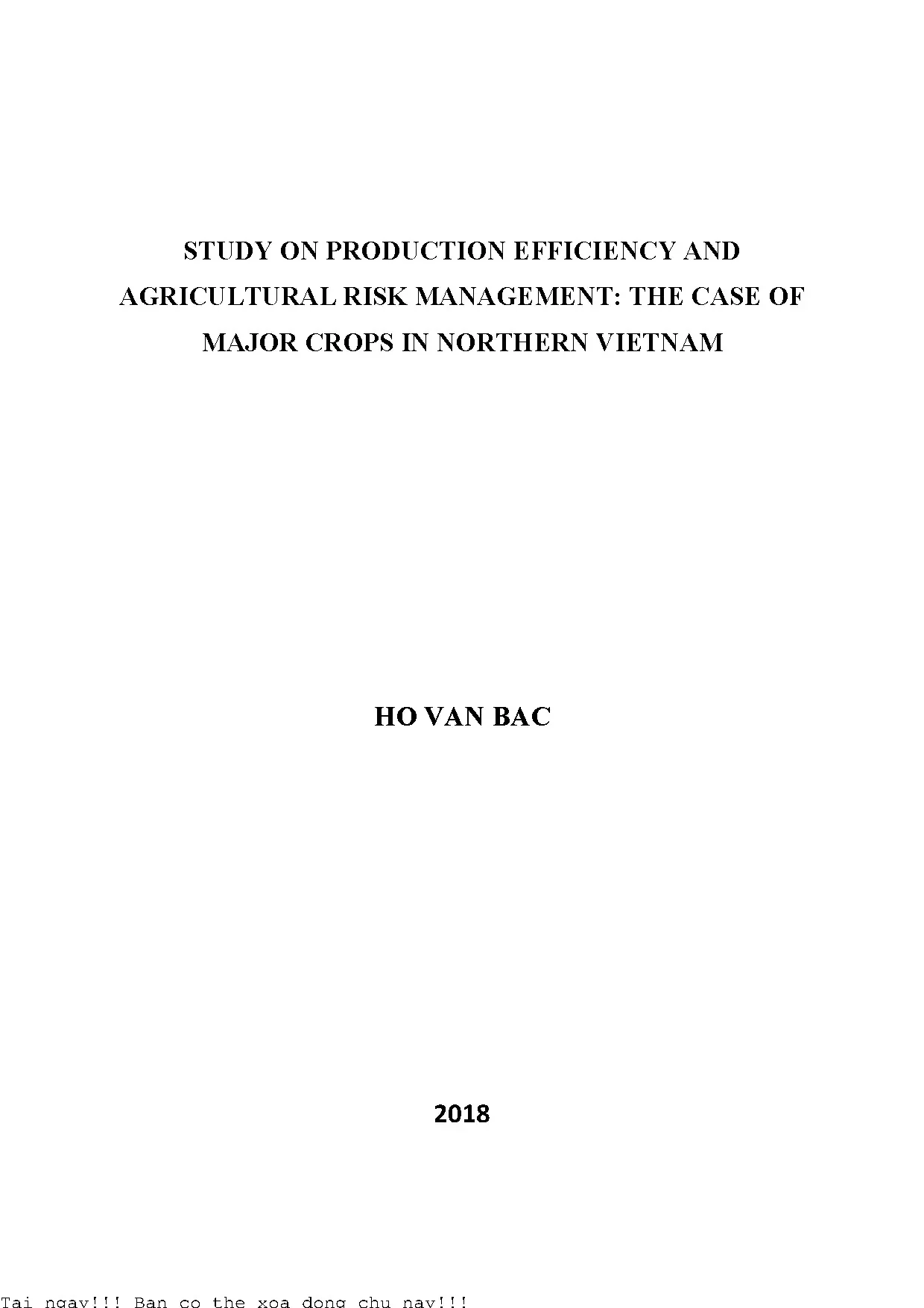 Study on production efficiency and agricultural risk managem