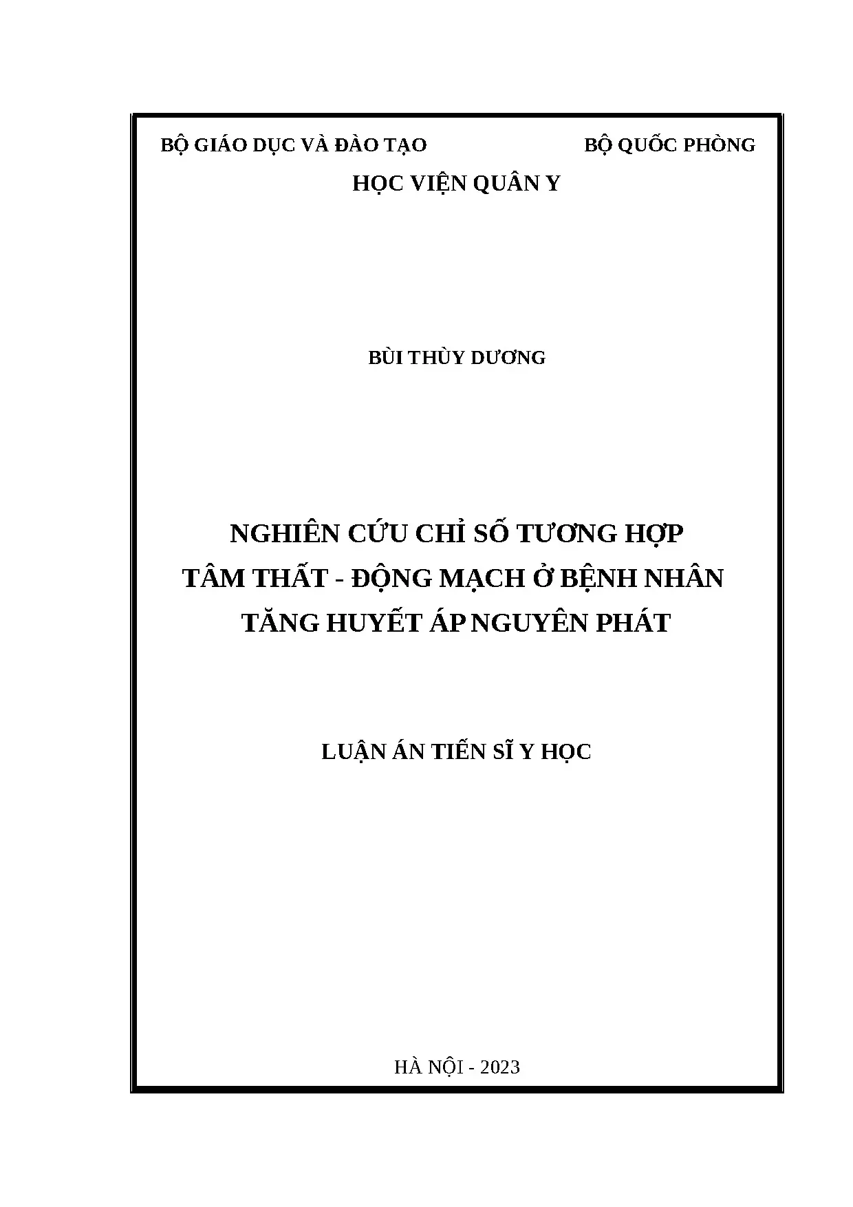 Tương hợp tâm thất-động mạch ở bệnh nhân tăng huyết áp nguyên phát