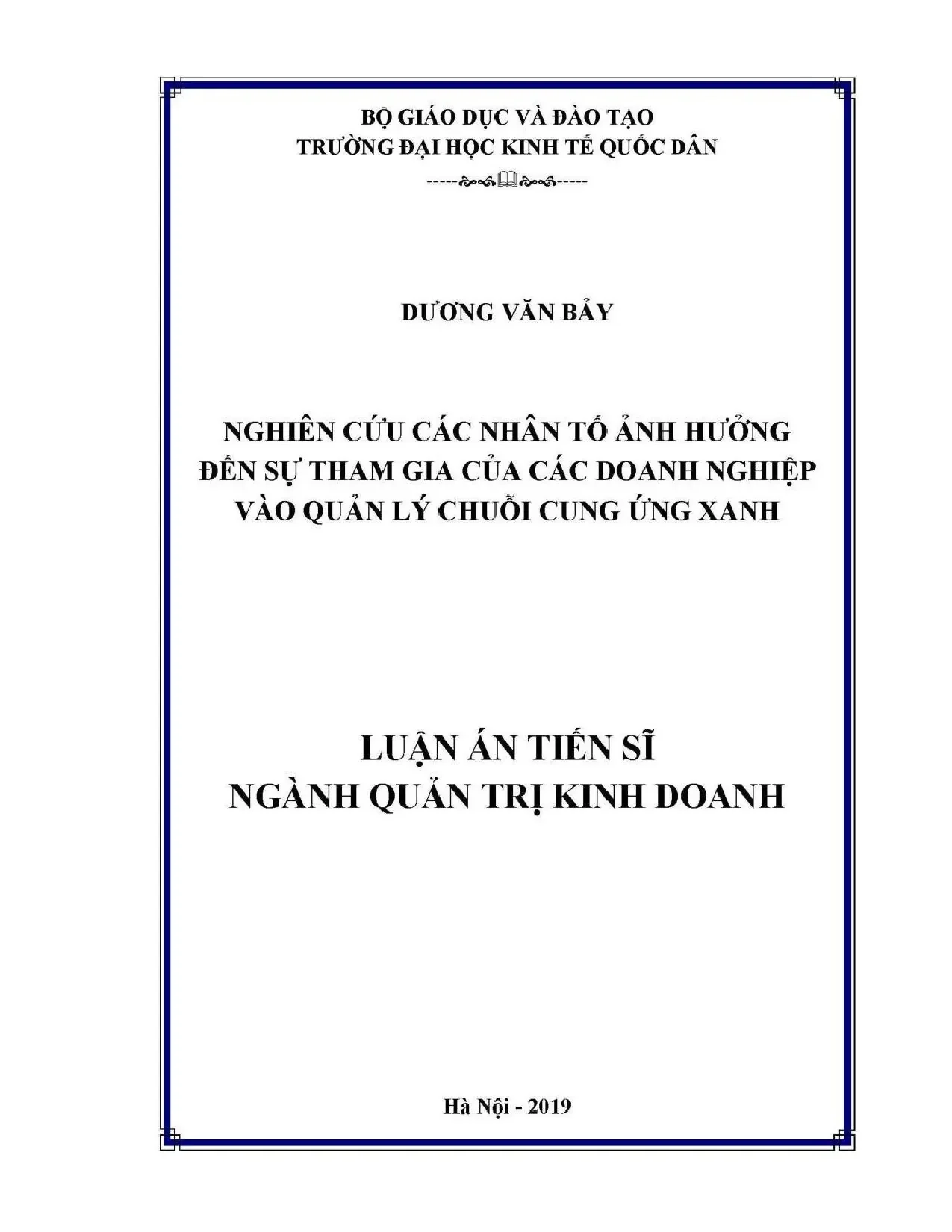 Luận án tiến sĩ nghiên cứu các nhân tố ảnh hưởng đến sự tham