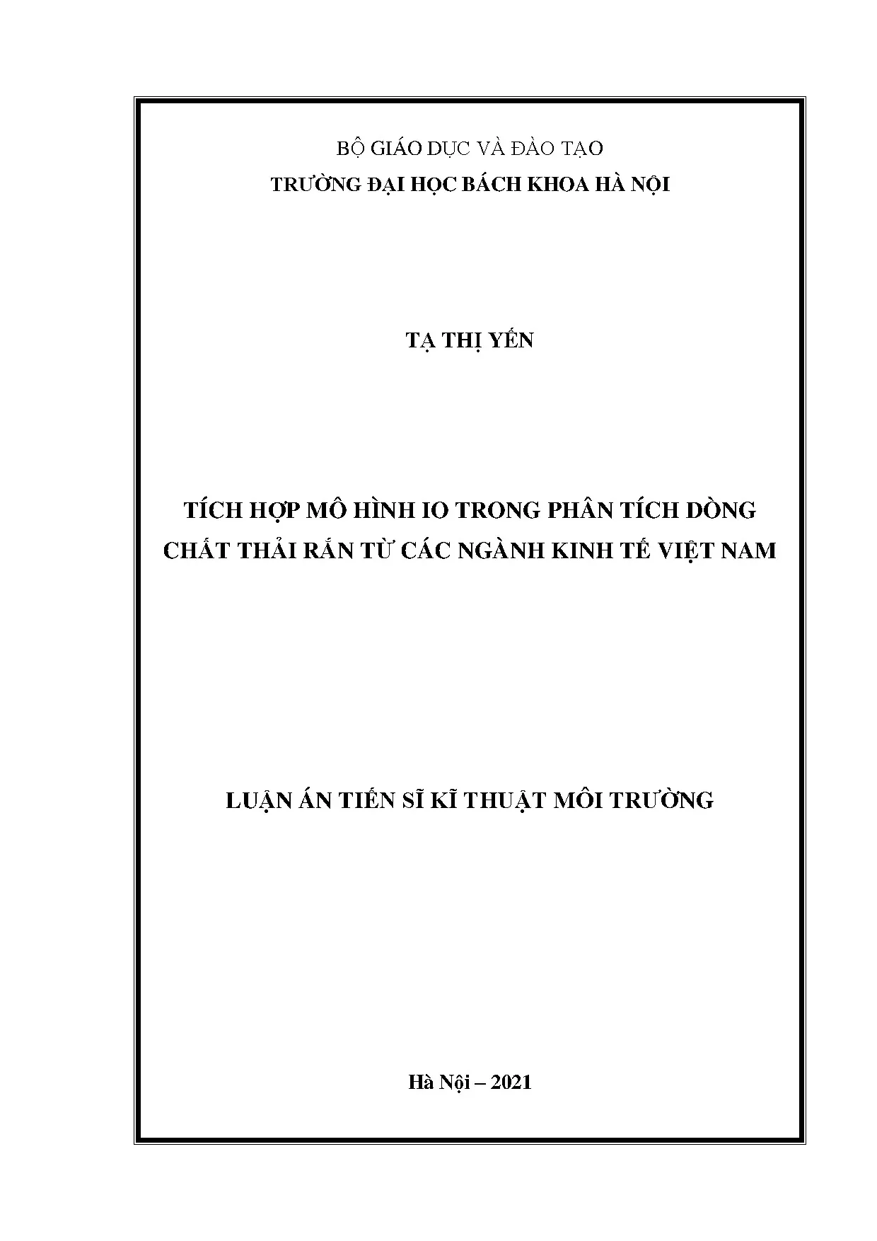 Tích hợp mô hình IO phân tích dòng chất thải rắn Việt Nam