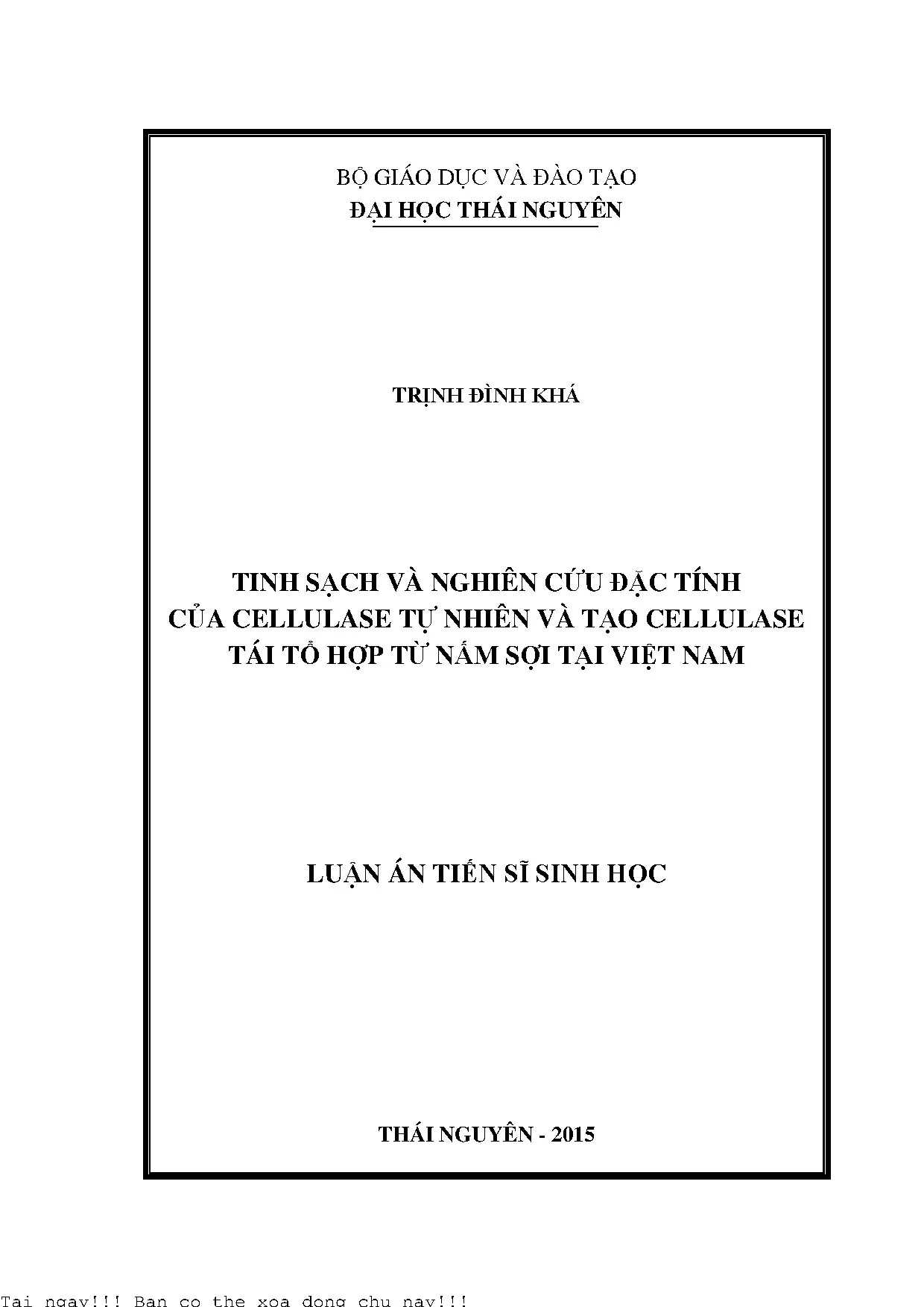 Tinh sạch và nghiên cứu đặc tính của cellulase tự