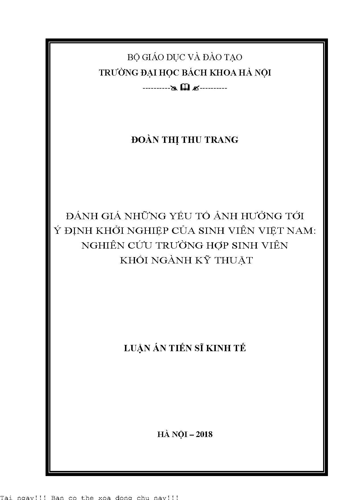 Yếu tố ảnh hưởng ý định khởi nghiệp sinh viên kỹ thuật Việt Nam