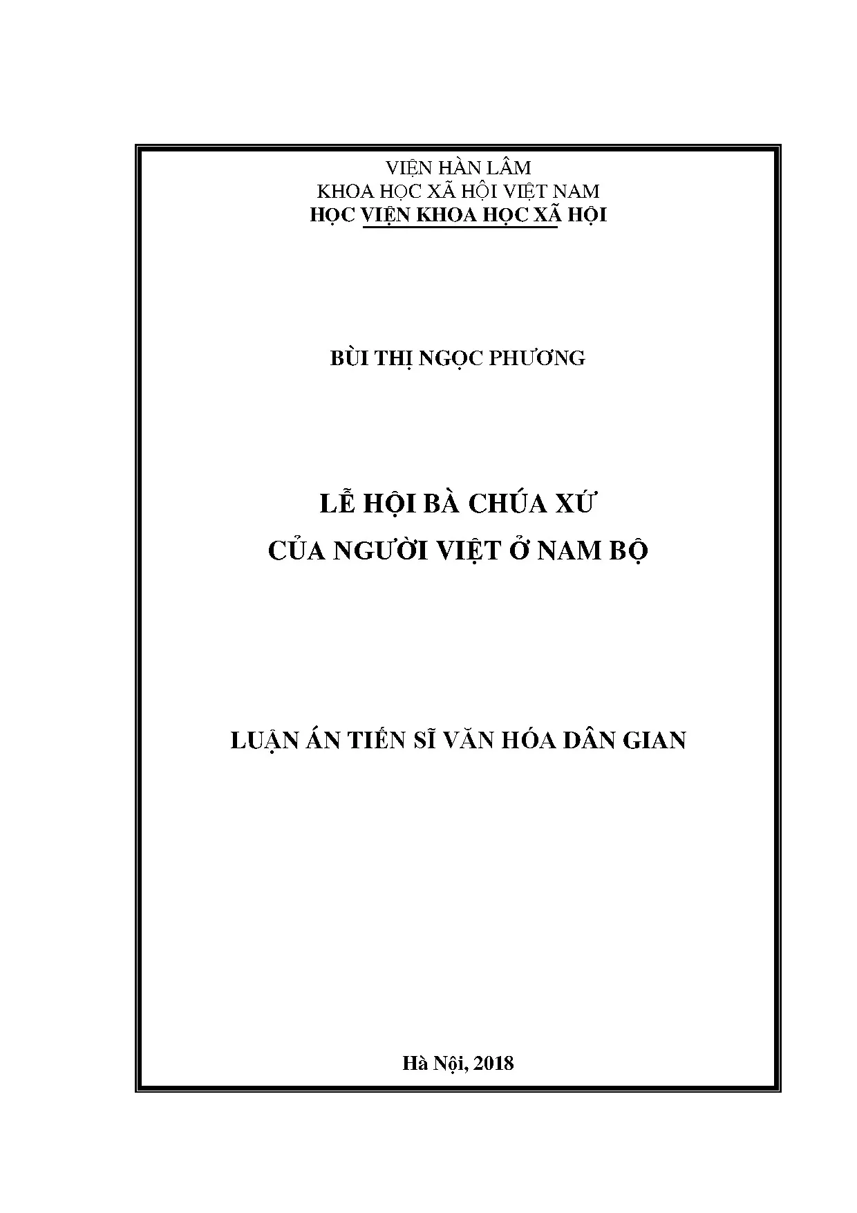 Lễ hội Bà Chúa Xứ của người Việt ở Nam Bộ