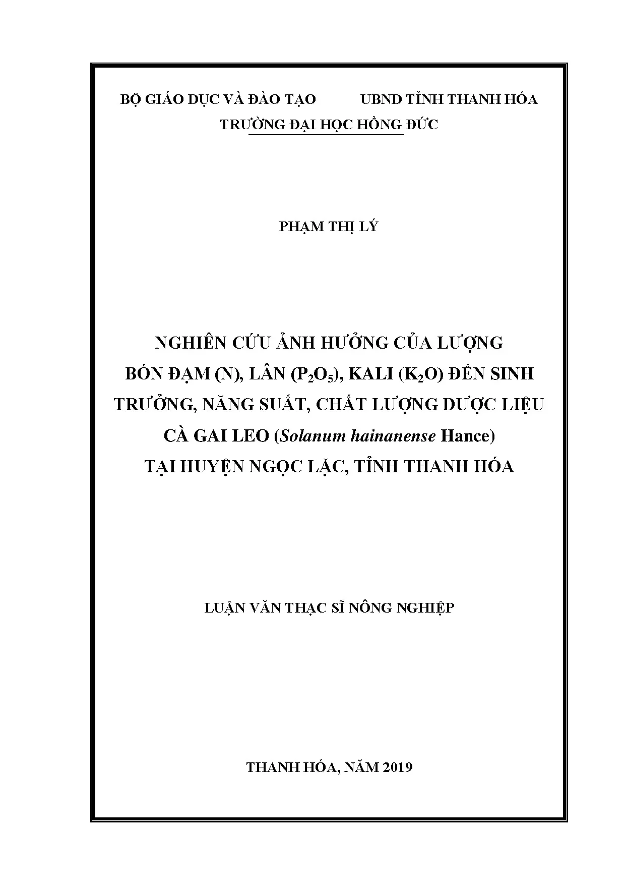 Nghiên cứu ảnh hưởng của lượng bón đạm n lân p2o5 kali k 2 o