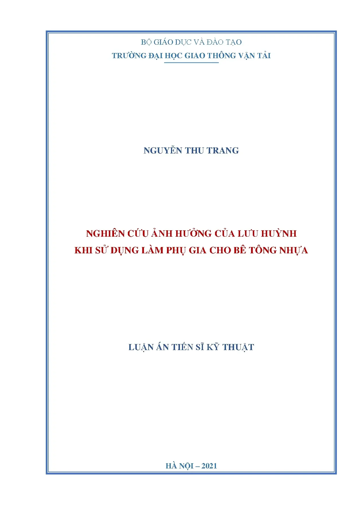 Nghiên cứu ảnh hưởng lưu huỳnh phụ gia bê tông nhựa
