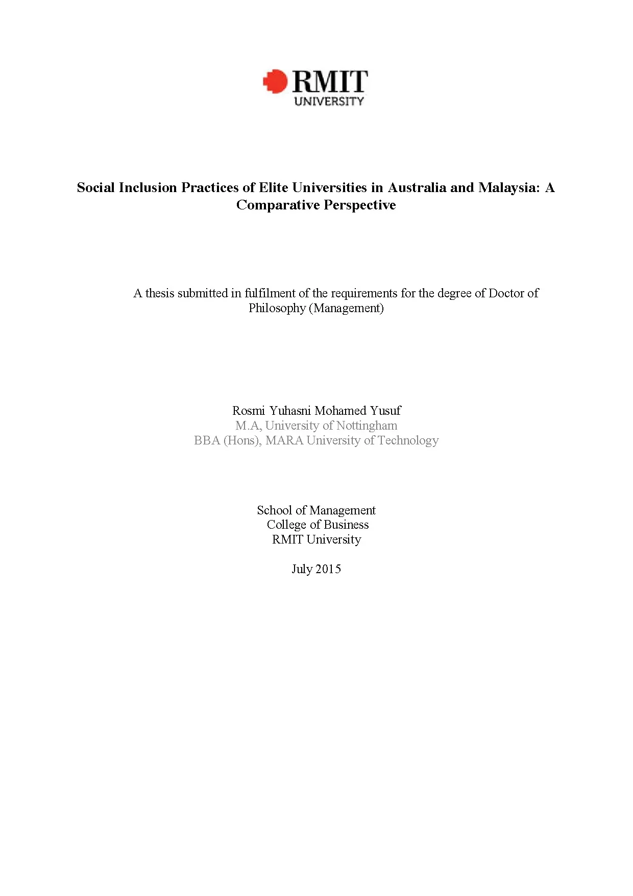 Doctoral thesis of philosophy social inclusion practices of