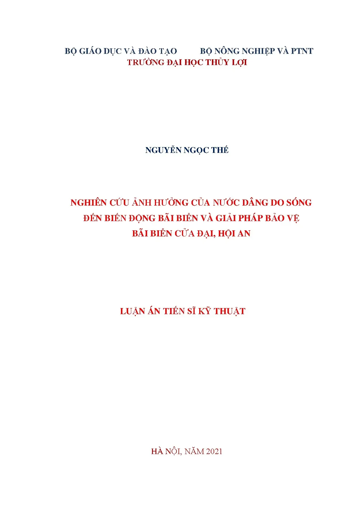 Nghiên cứu nước dâng do sóng và bảo vệ bãi biển Cửa Đại