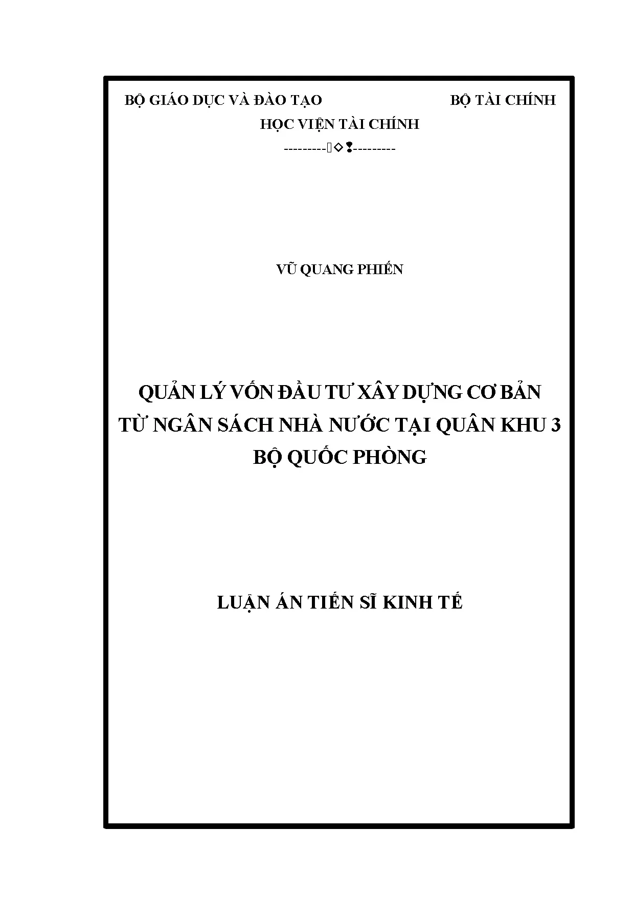 Luận án tiến sĩ quản lý vốn đầu tư xây dựng cơ bản từ ngân s