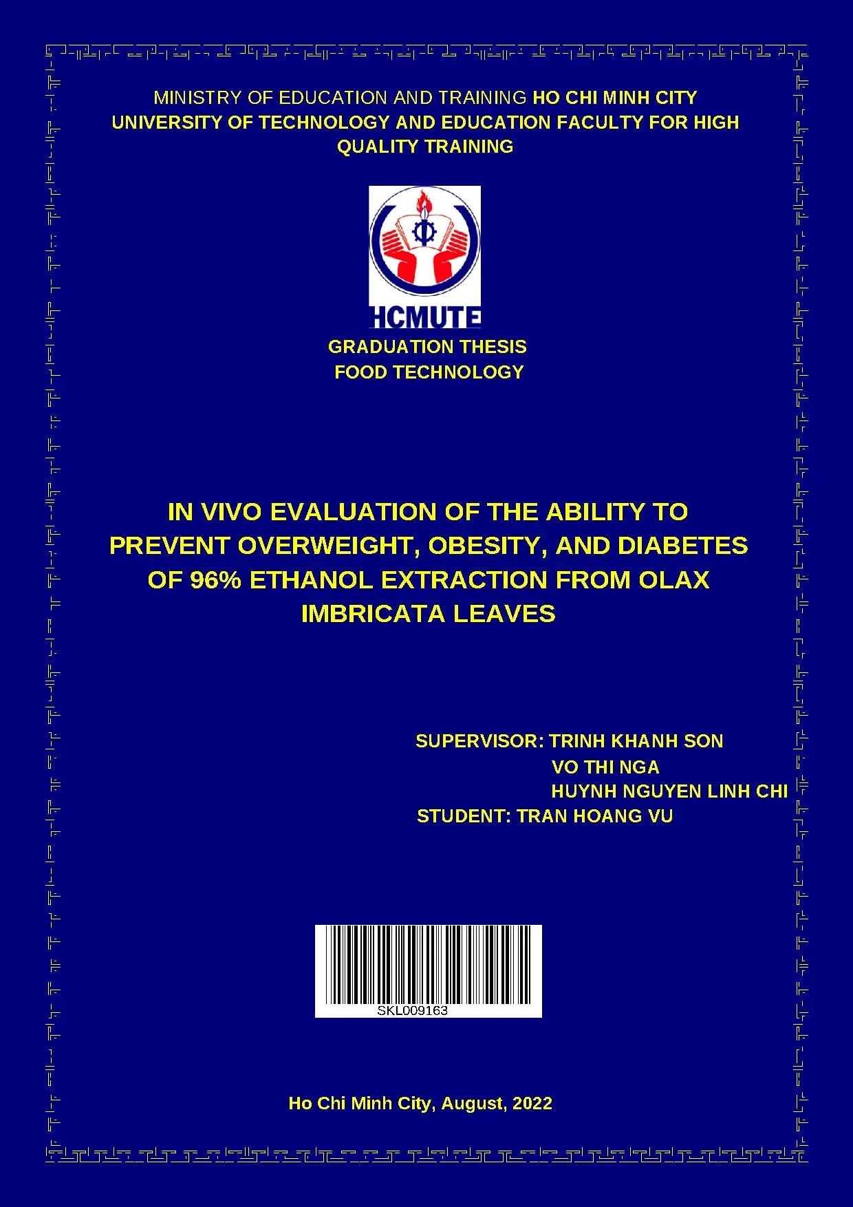 In vivo evaluation of 96% ethanol extraction from Olax imbricata leaves to prevent obesity and diabetes