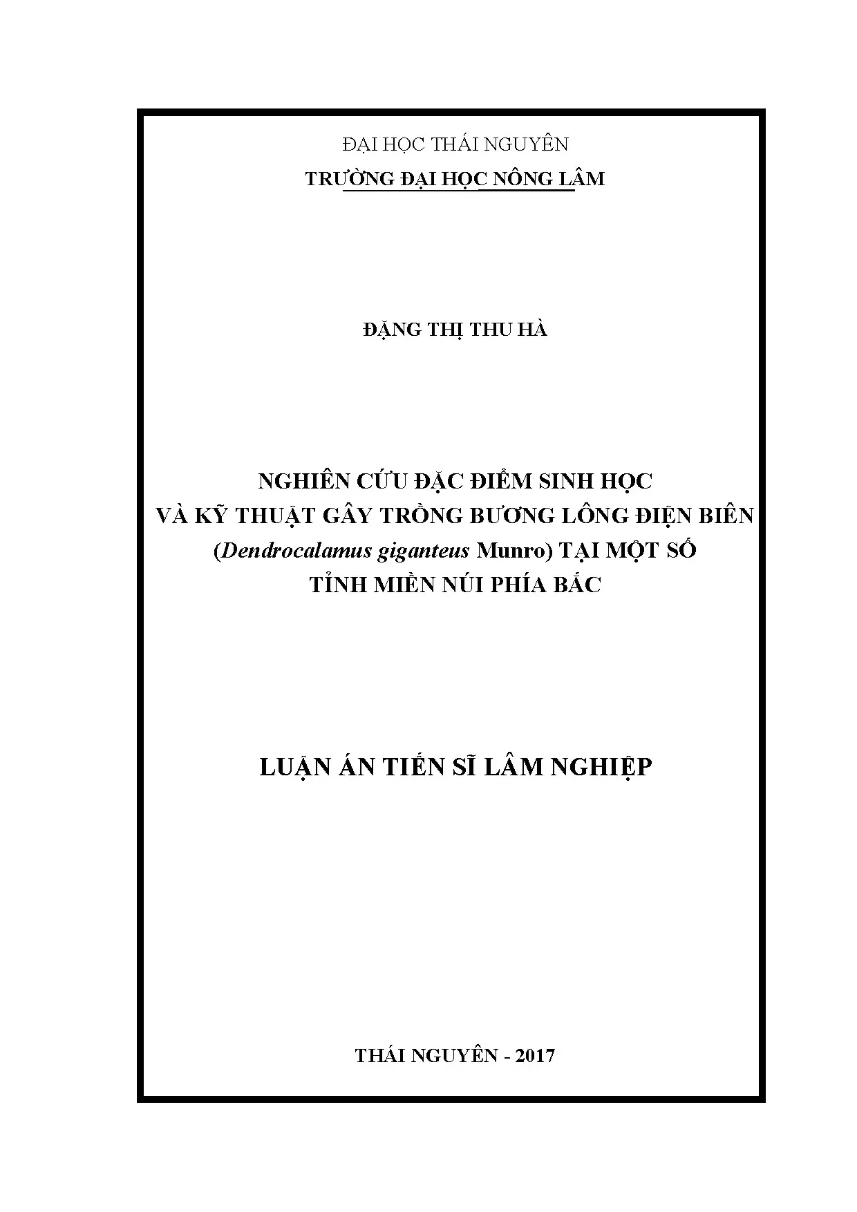 Nghiên cứu đặc điểm sinh học cây Bương lông Điện Biên