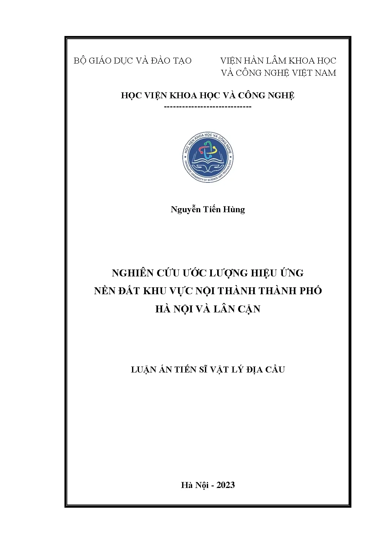 Nghiên cứu ước lượng hiệu ứng nền đất khu vực nội thành Hà Nội và lân cận