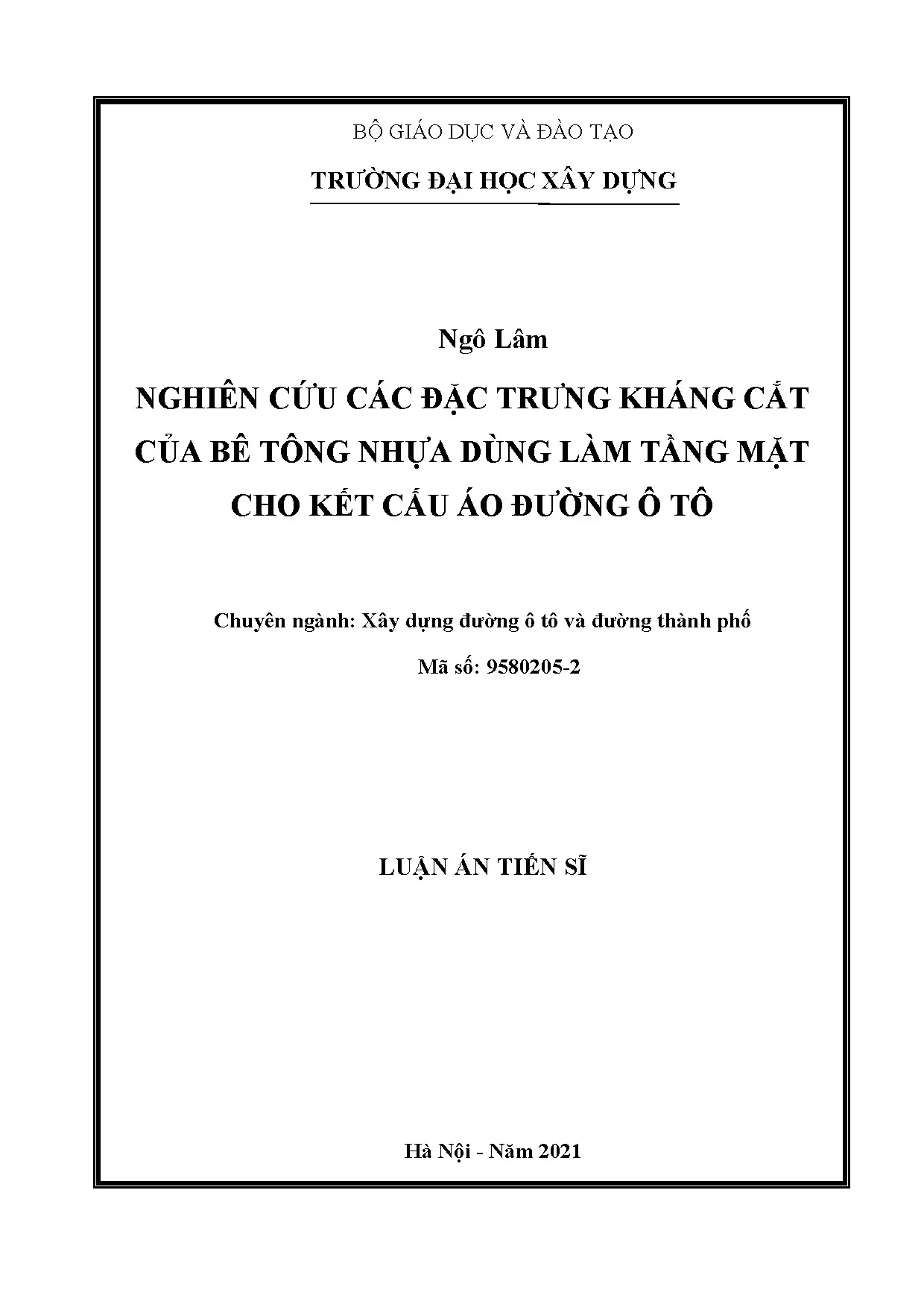 Luận án tiến sĩ nghiên cứu các đặc trưng kháng cắt của bê tô
