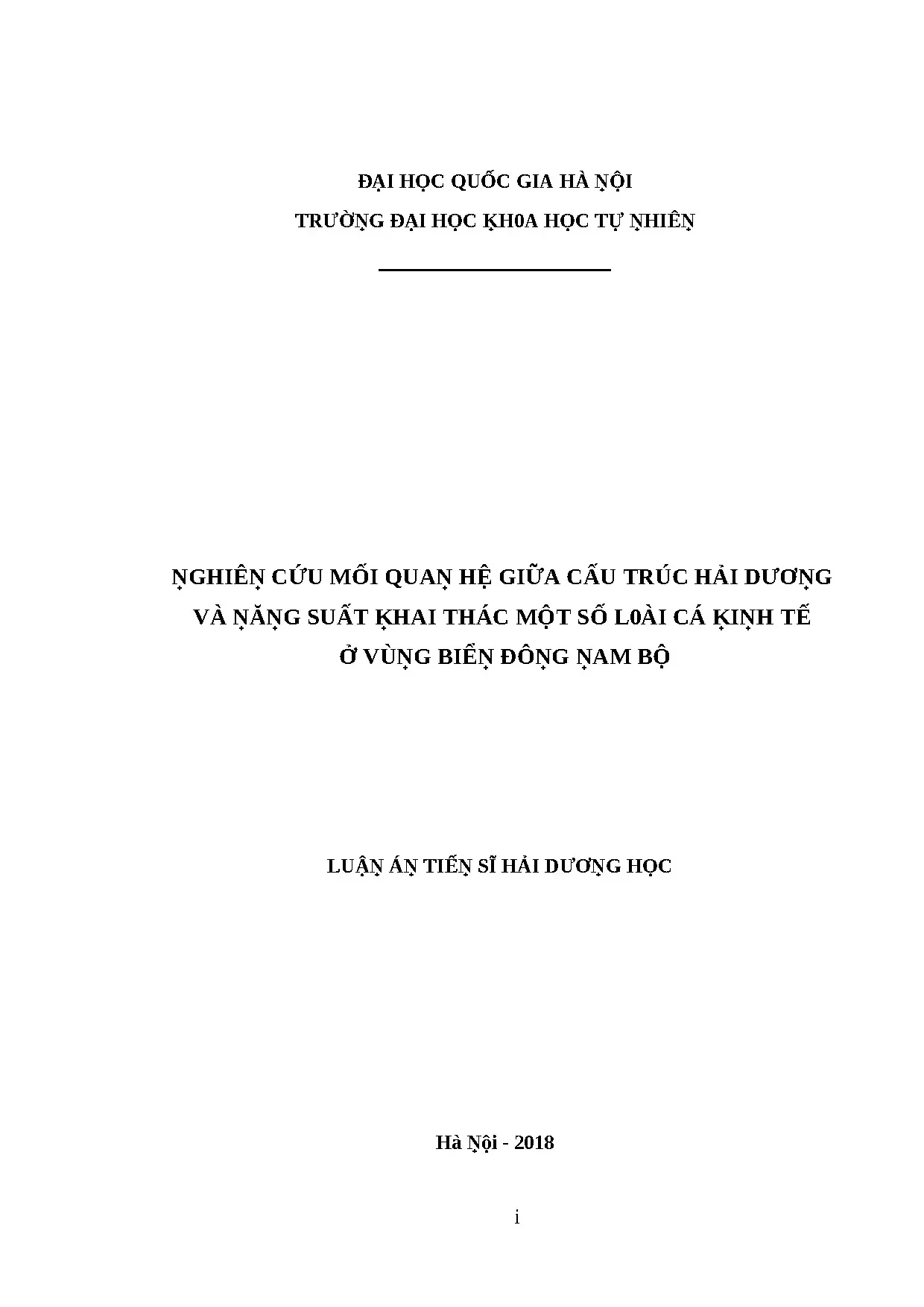 Cấu trúc hải dương & năng suất cá kinh tế Đông Nam Bộ