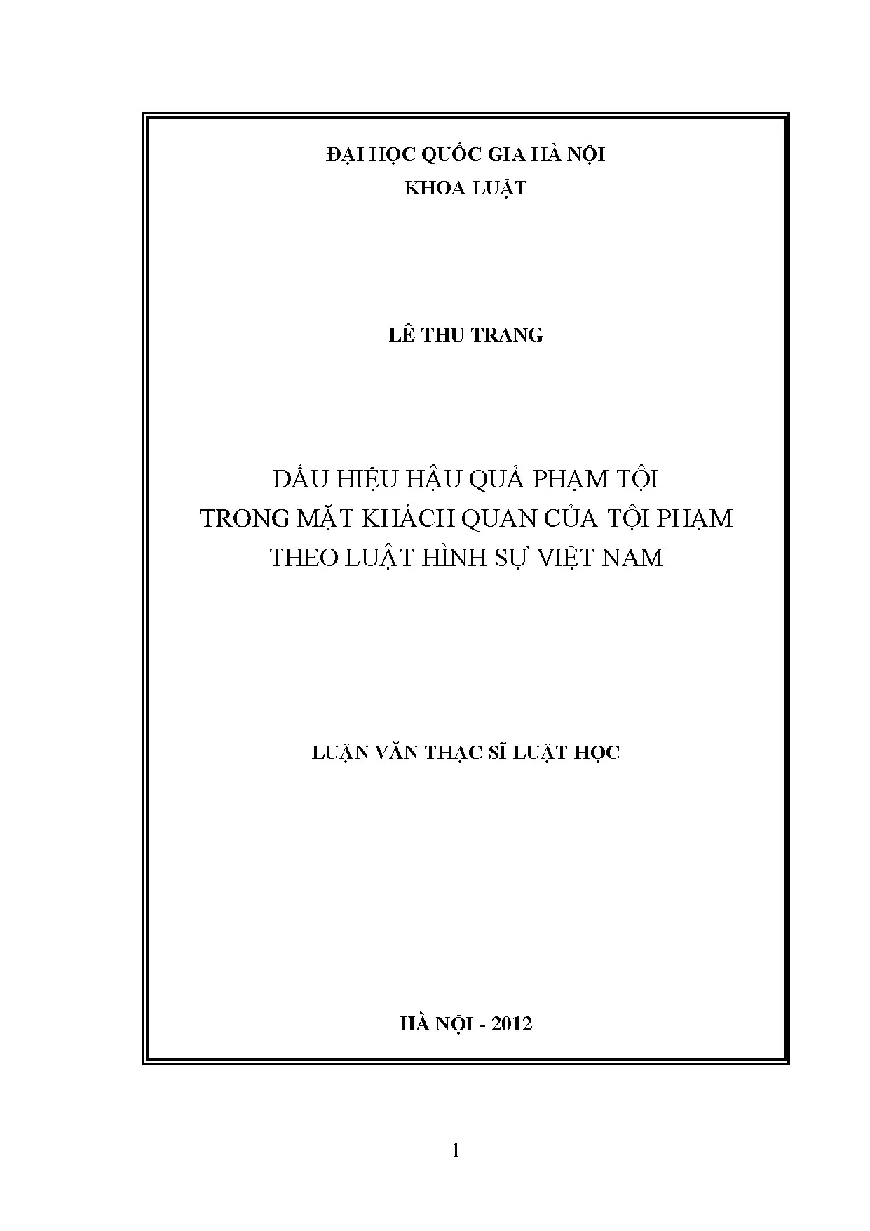 Dấu hiệu hậu quả phạm tội trong mặt khách quan của tội phạm