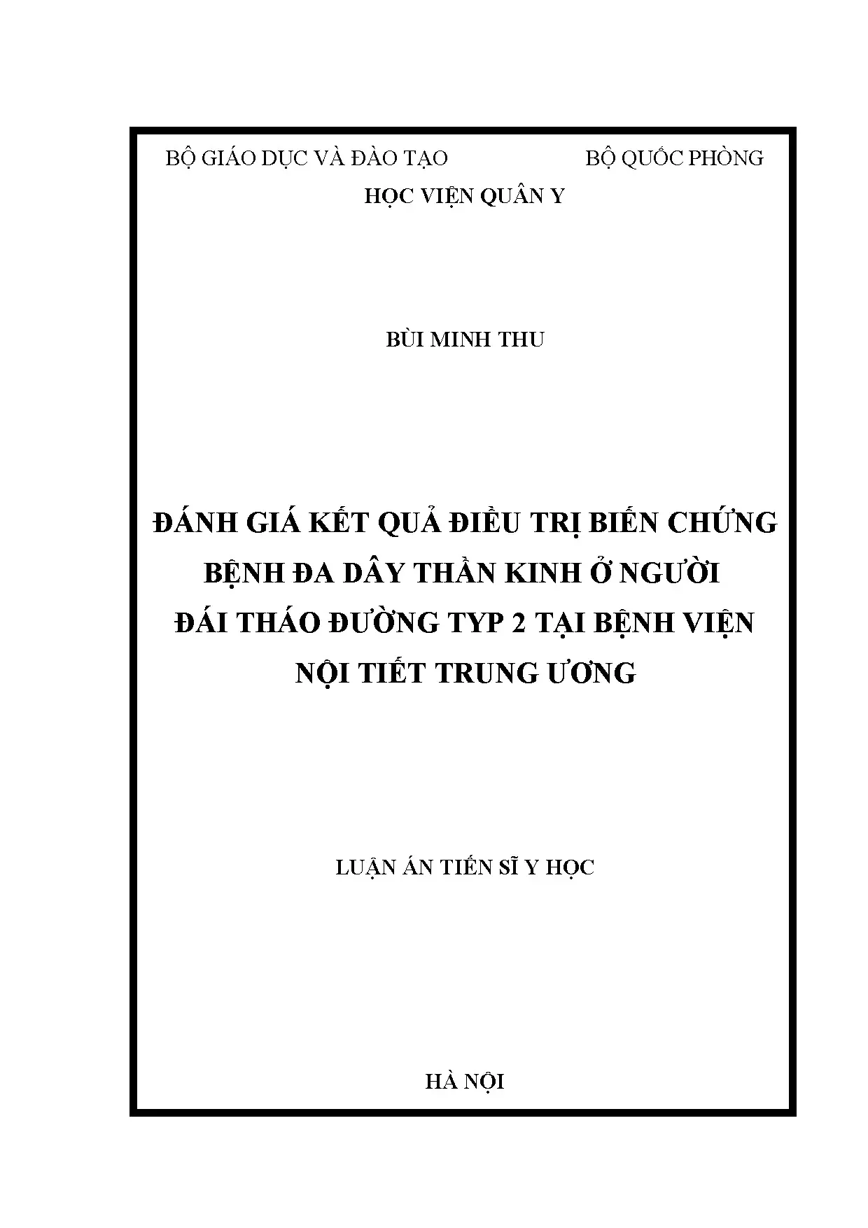 Đánh giá kết quả điều trị biến chứng bệnh đa dây thần kinh ở người đái tháo đường typ 2 tại Bệnh viện Nội tiết Trung ương