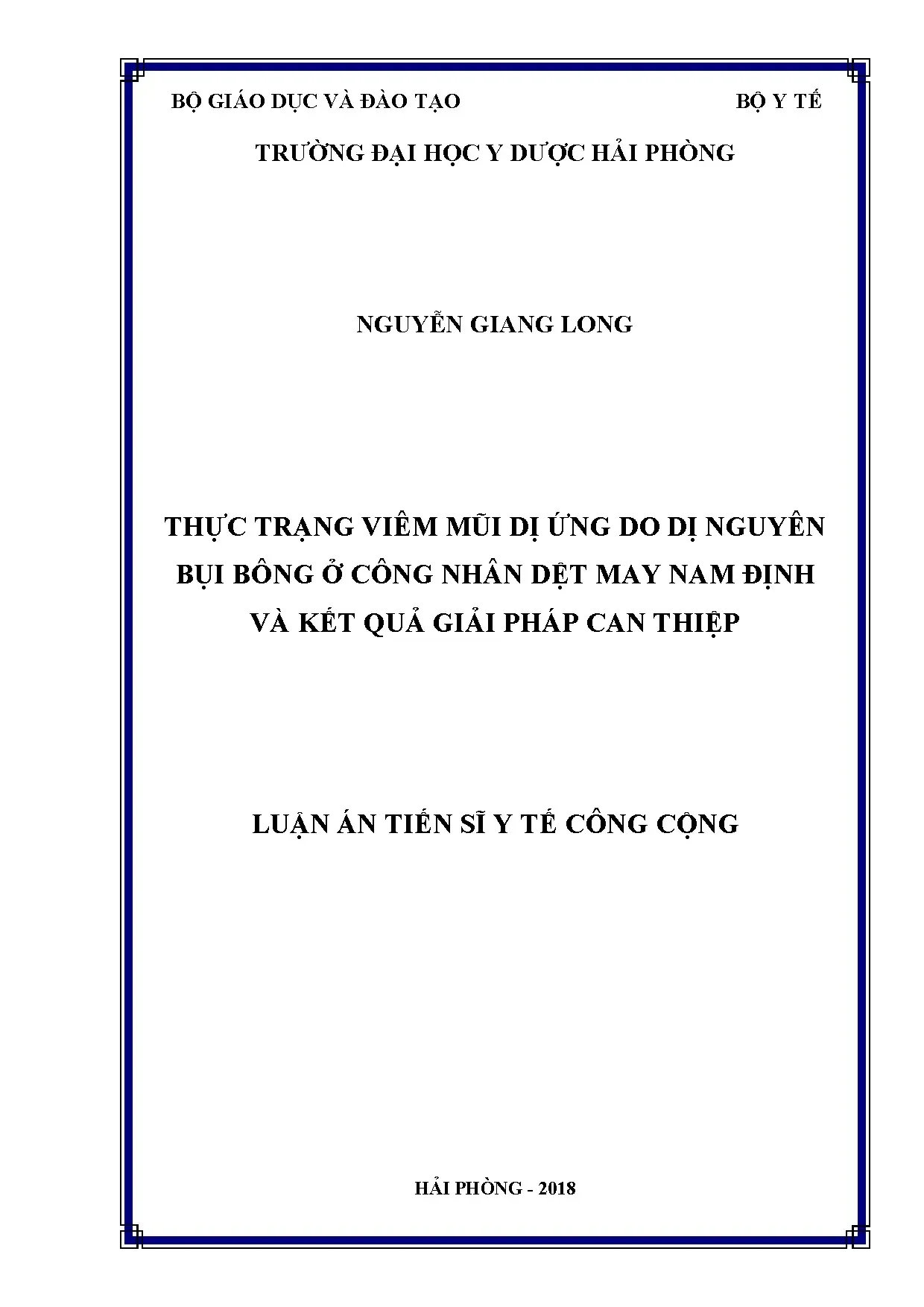 Thực trạng viêm mũi dị ứng do dị nguyên bụi bông ở công nhân dệt may Nam Định