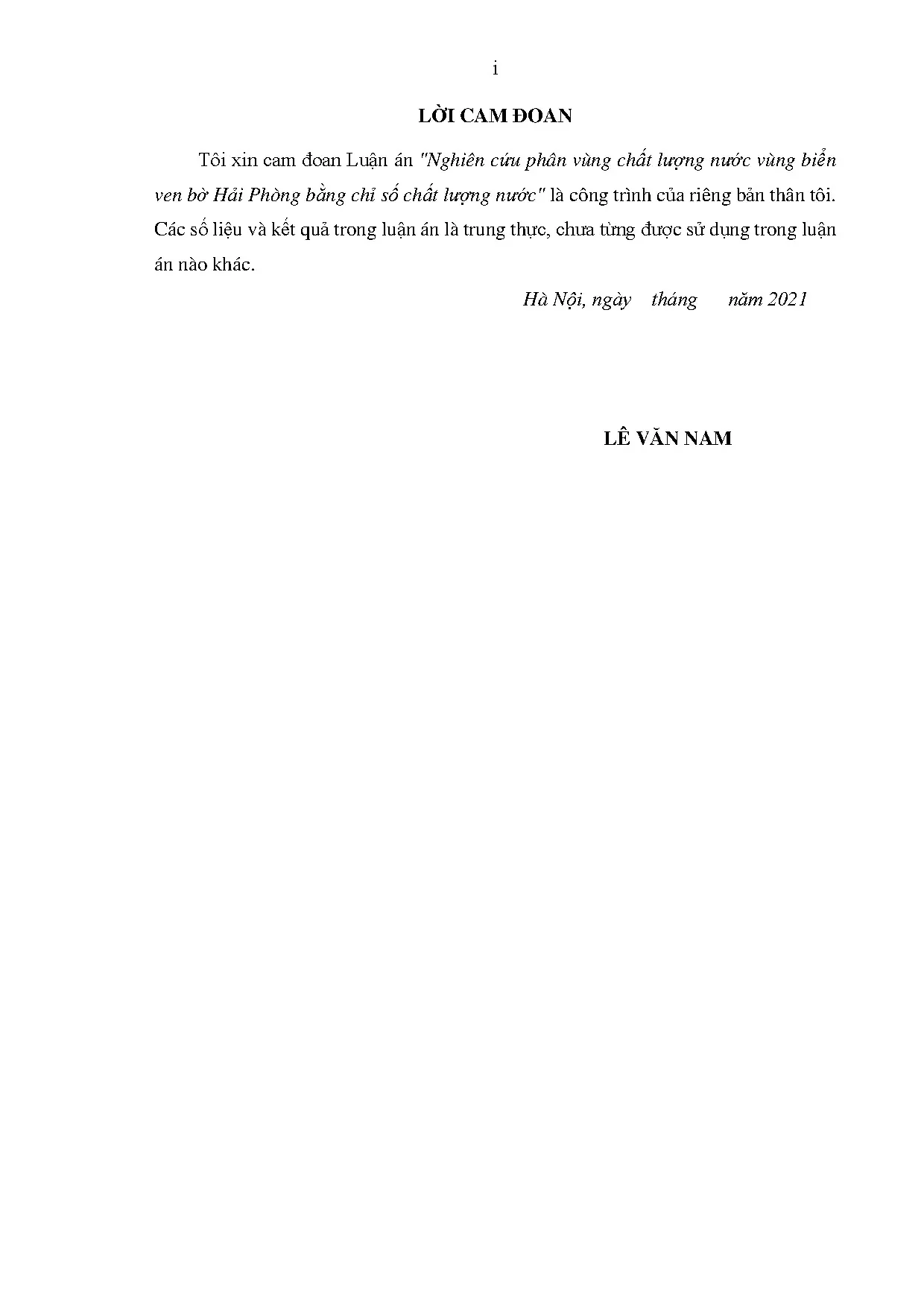 Phân vùng chất lượng nước biển ven bờ Hải Phòng bằng chỉ số WQI