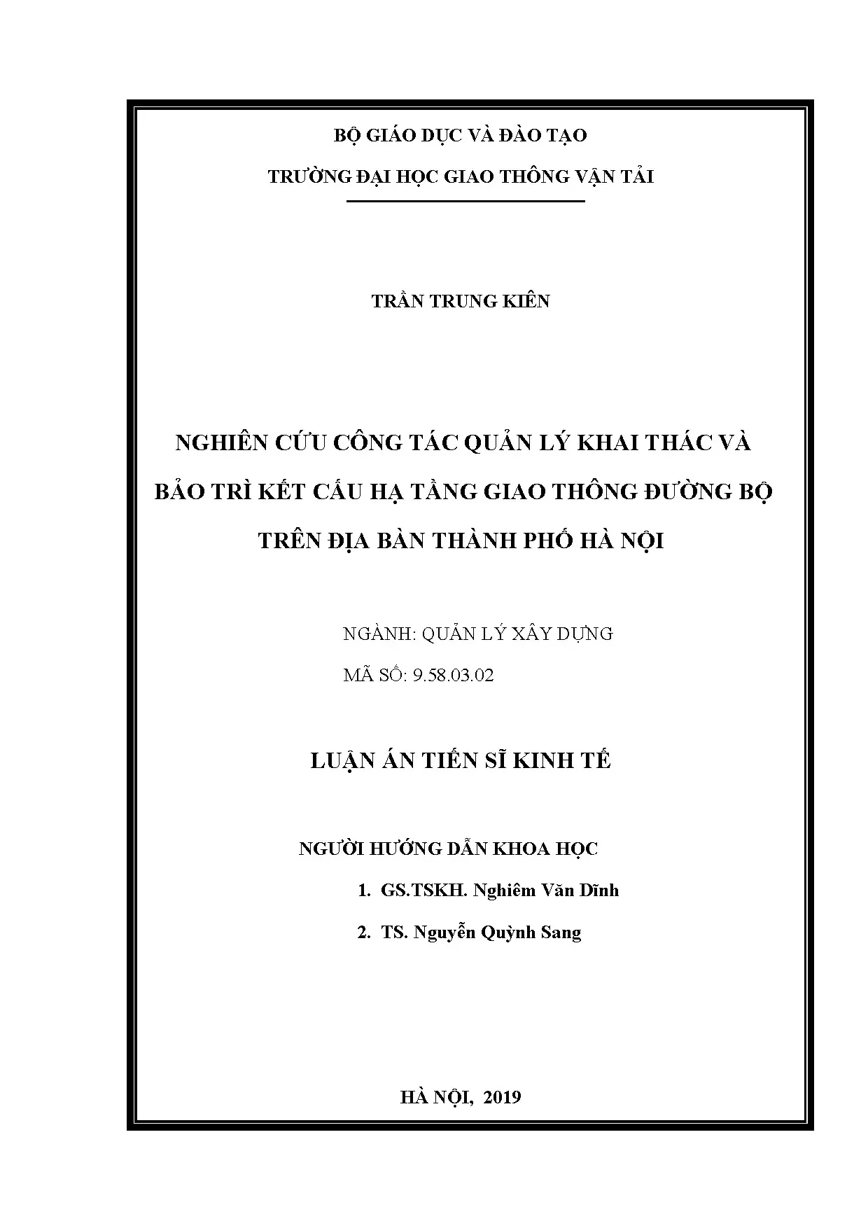 Nghiên cứu công tác quản lý khai thác và bảo trì kết cấu hạ