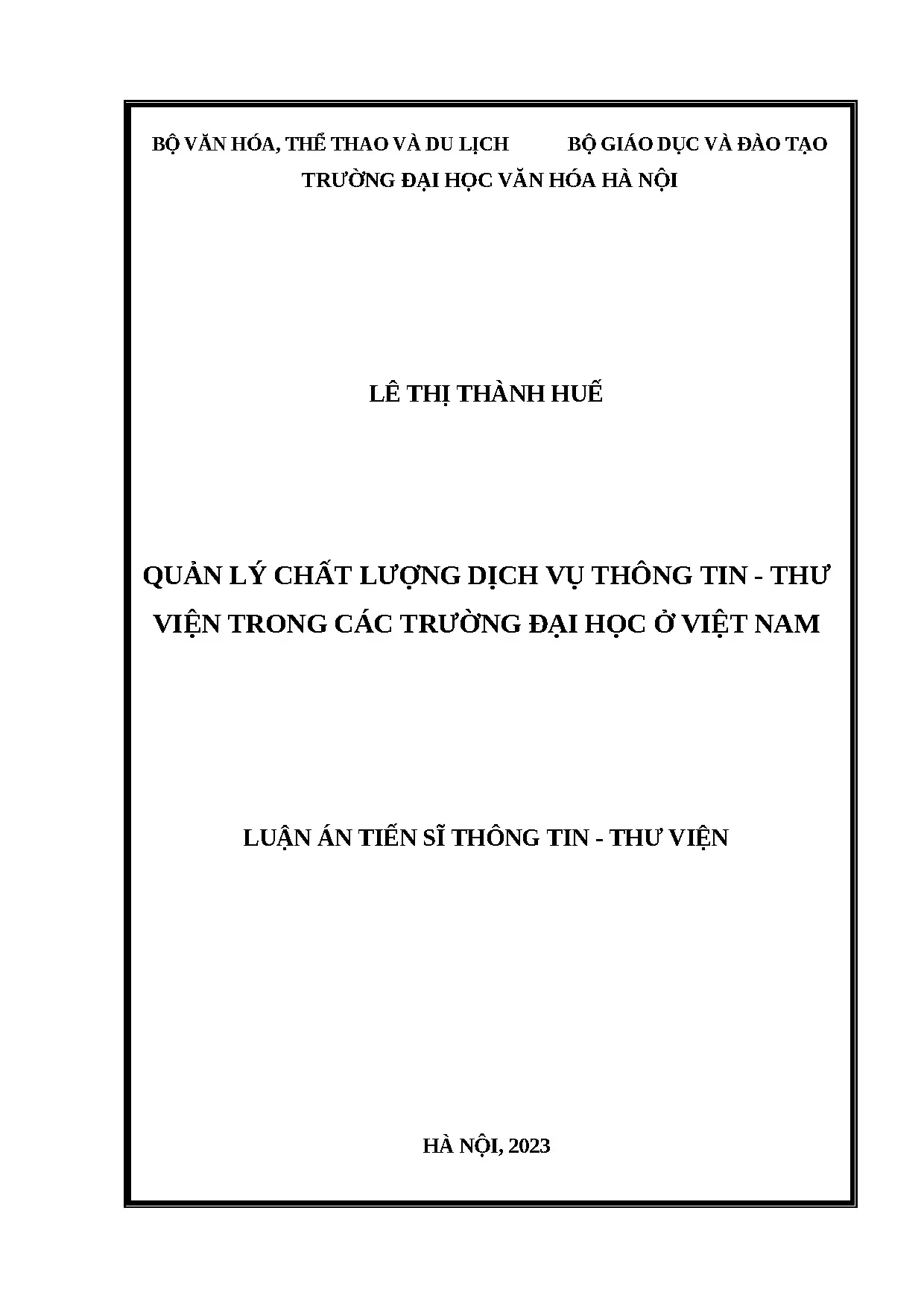 Quản lý chất lượng dịch vụ thông tin thư viện trong các trườ