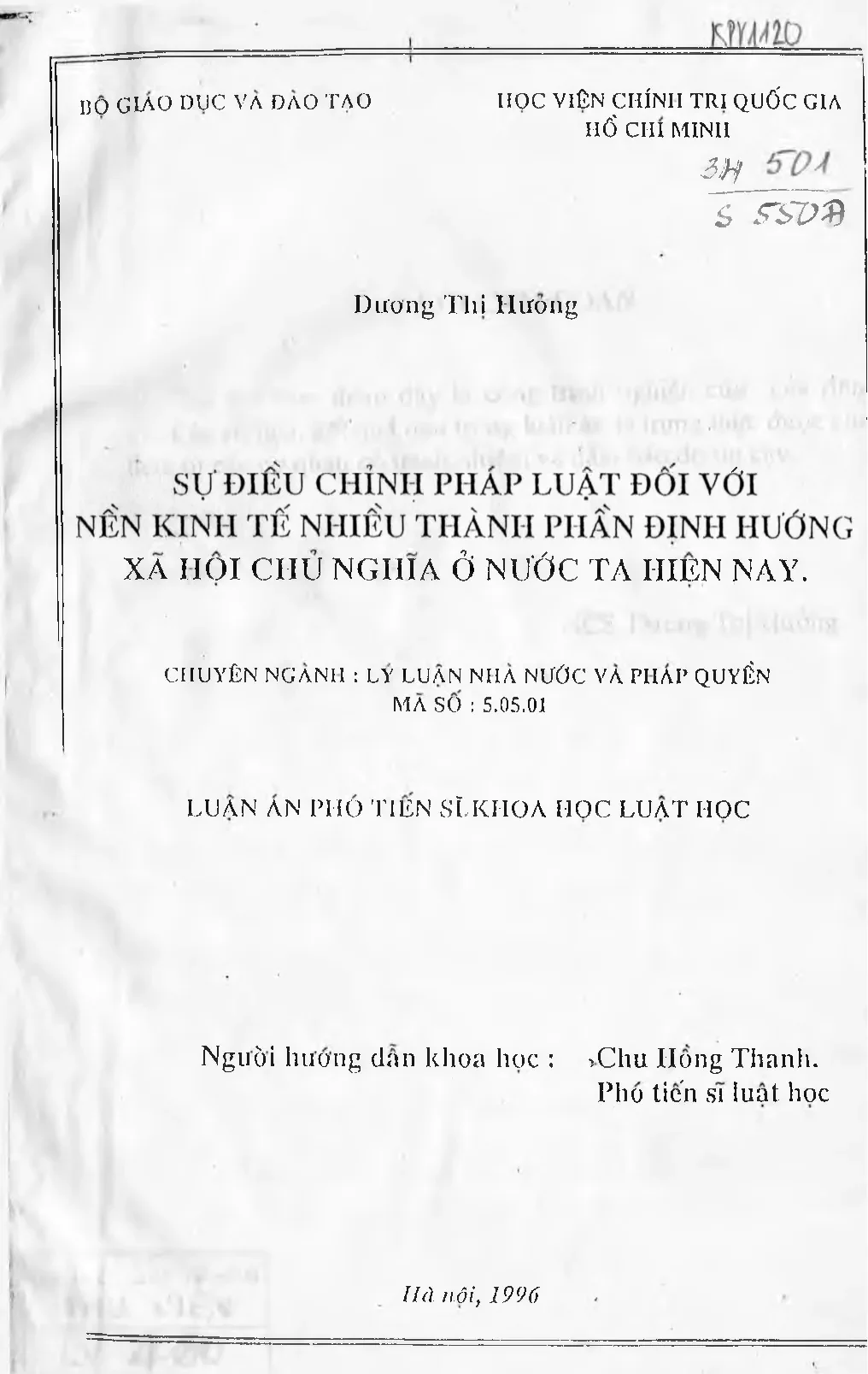 Luận án sự điều chỉnh pháp luật đối với nền kinh tế nhiều th