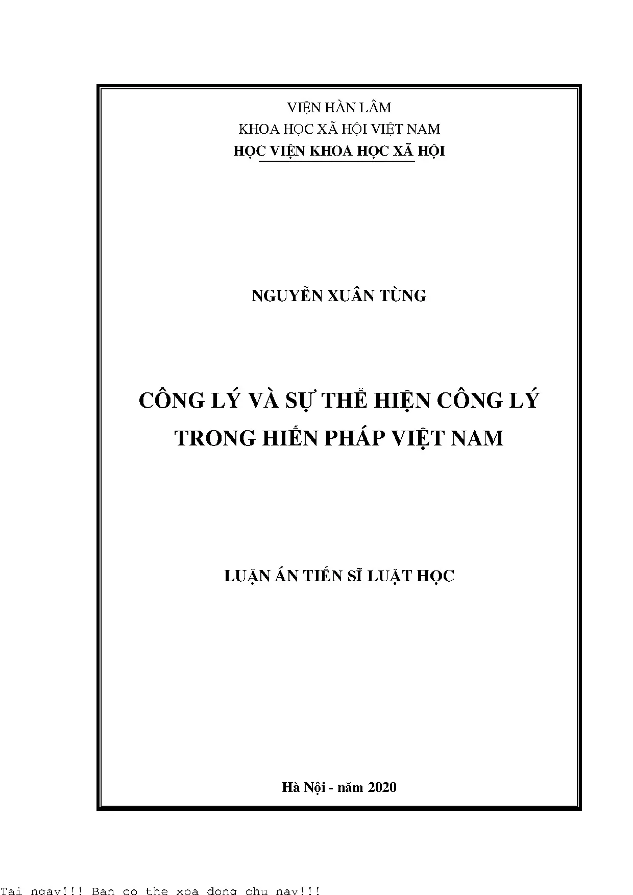 Công lý & thể hiện trong Hiến pháp Việt Nam - Luận án TS