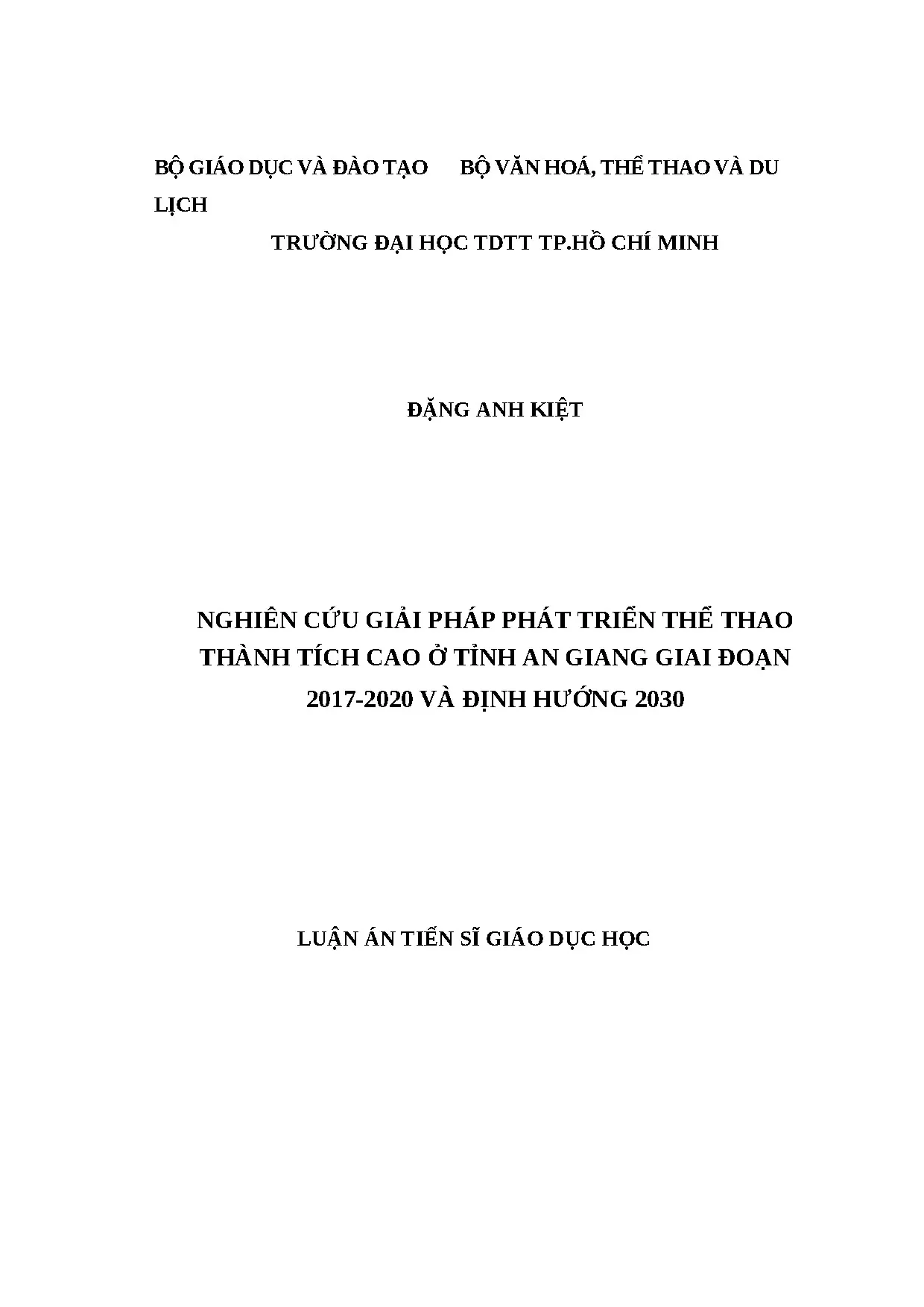 Luận án tiến sĩ nghiên cứu giải pháp phát triển thể thao thà
