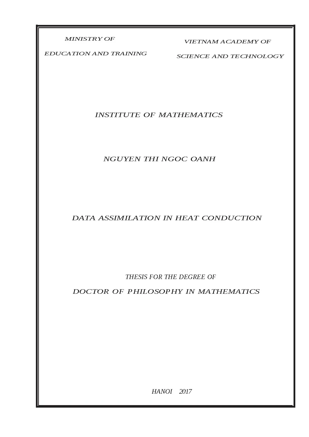 Luận án data assimilation in heat conduction