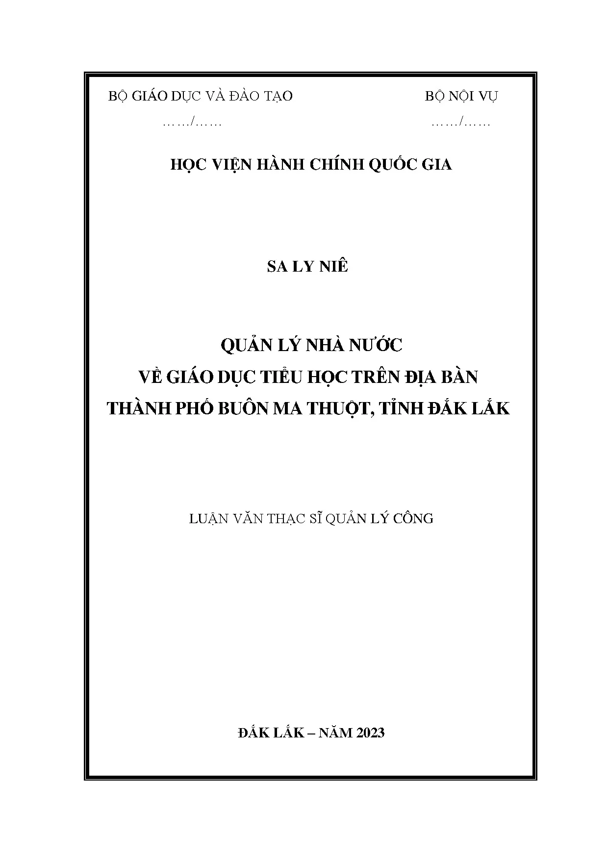 Quản lý nhà nước về giáo dục tiểu học trên địa bàn thành phố