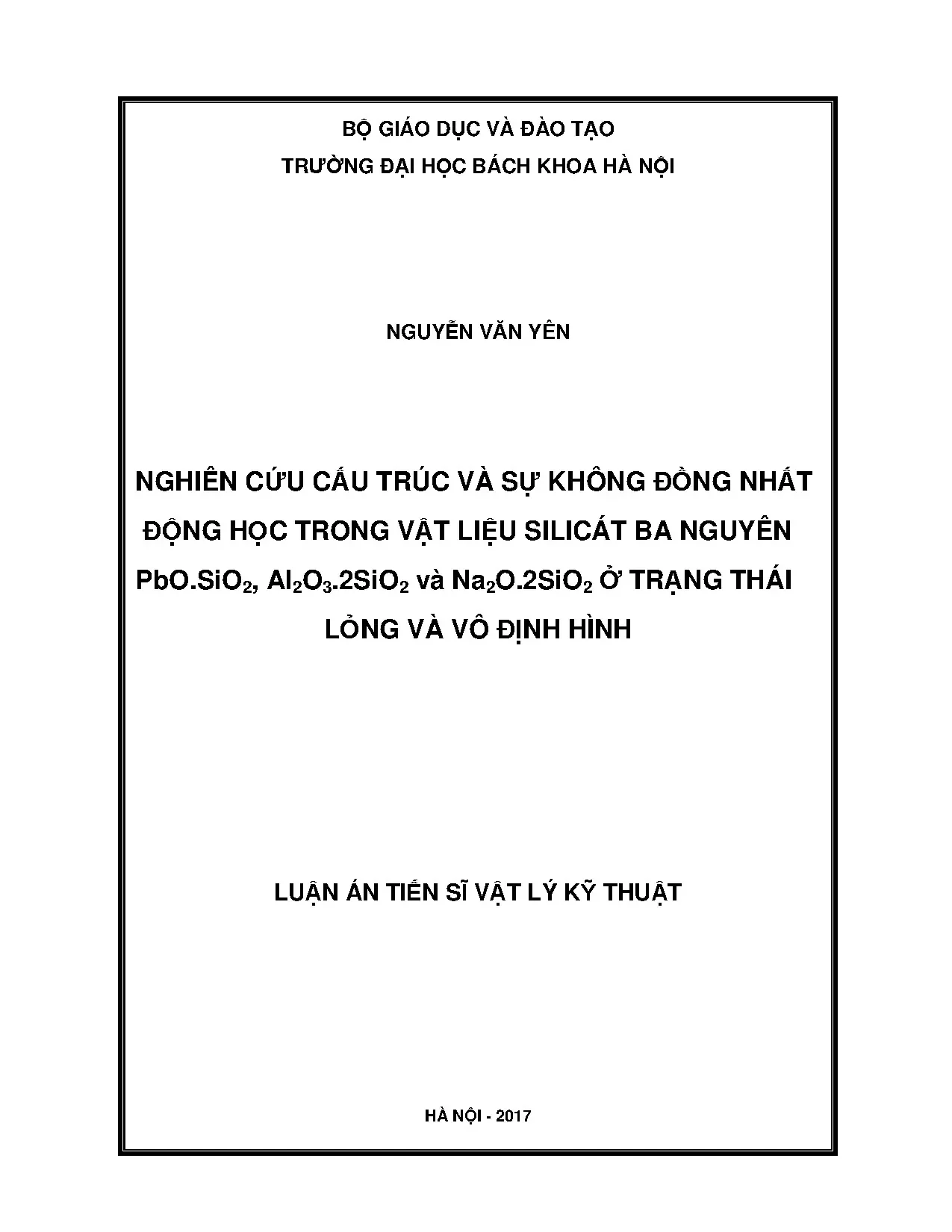 Luận án tiến sĩ nghiên cứu cấu trúc và sự không đồng nhất độ