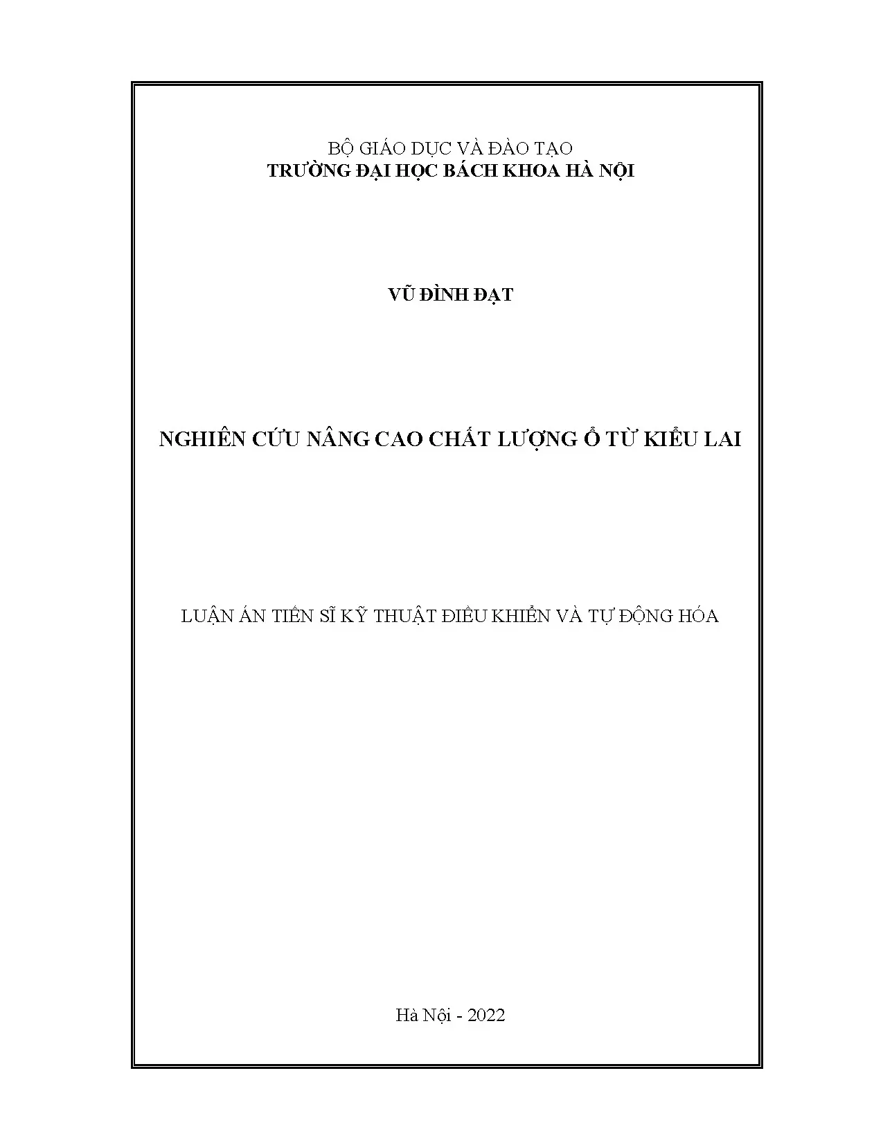 Luận án tiến sĩ nâng cao chất lượng ổ từ kiểu lai