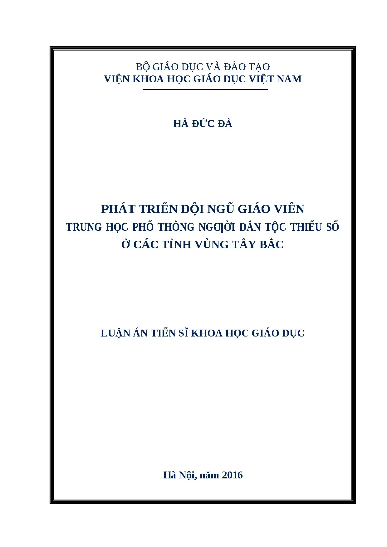 Luận án phát triển đội ngũ giáo viên trung học phổ thông ngư