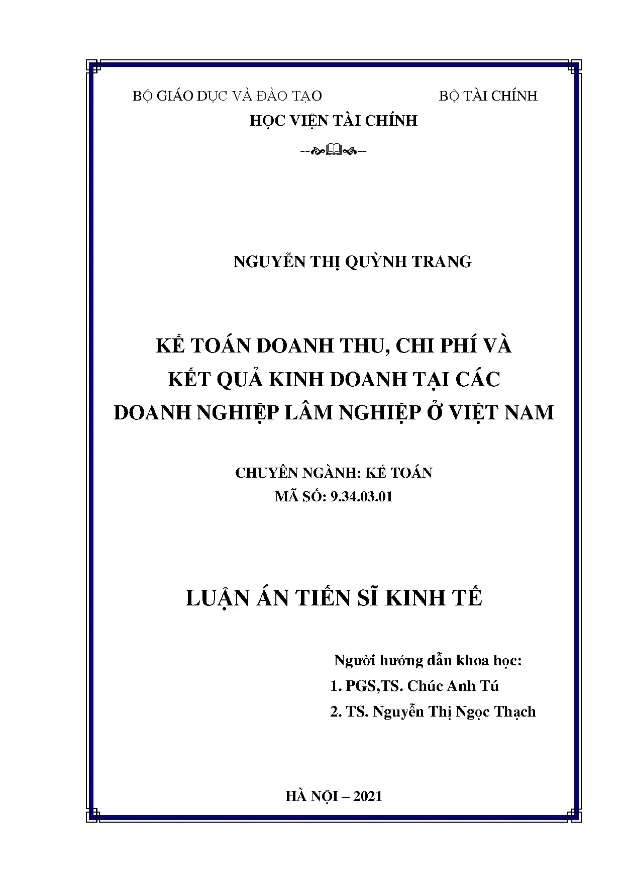 Kế toán doanh thu, chi phí và kết quả kinh doanh tại doanh nghiệp lâm nghiệp