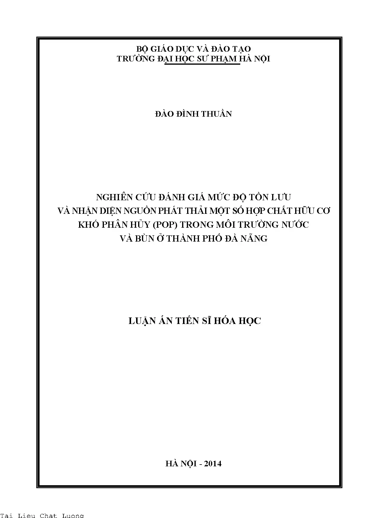 Nghiên cứu đánh giá mức độ tồn lưu phân tích và nhận diện ng