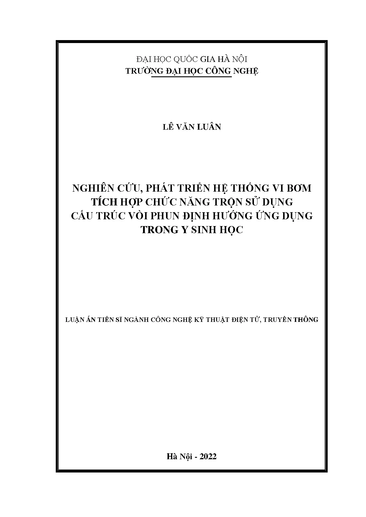 Nghiên cứu phát triển hệ thống vi lỏng định hướng ứng dụng t