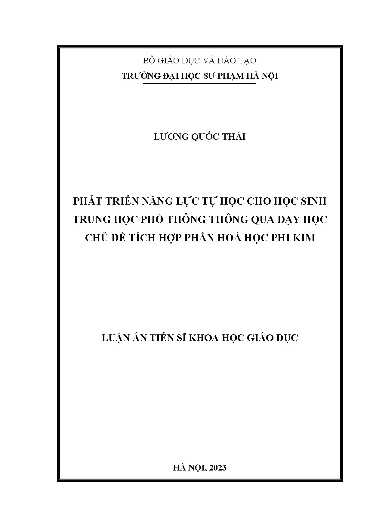 Phát triển năng lực tự học cho học sinh THPT qua dạy học tích hợp hóa học