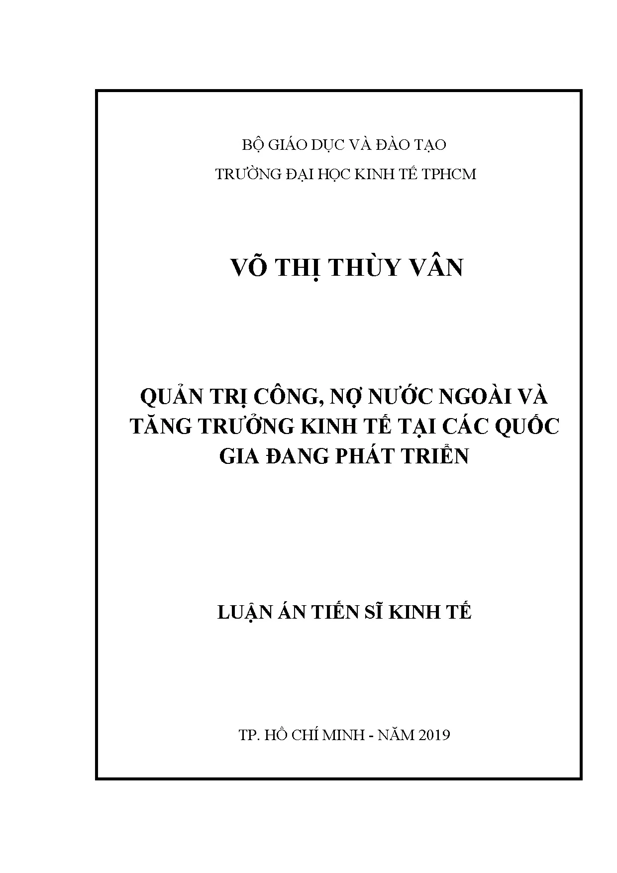 Quản trị công, nợ nước ngoài và tăng trưởng kinh tế tại các quốc gia đang phát triển