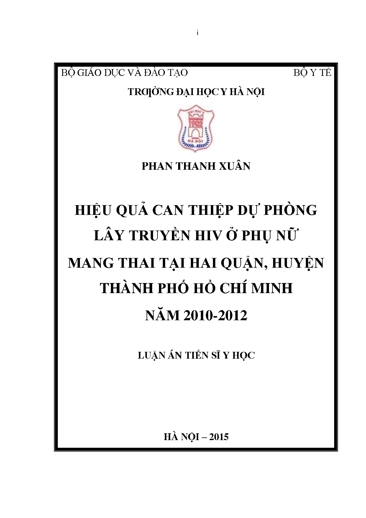 Hiệu quả can thiệp dự phòng lây truyền HIV ở phụ nữ mang thai
