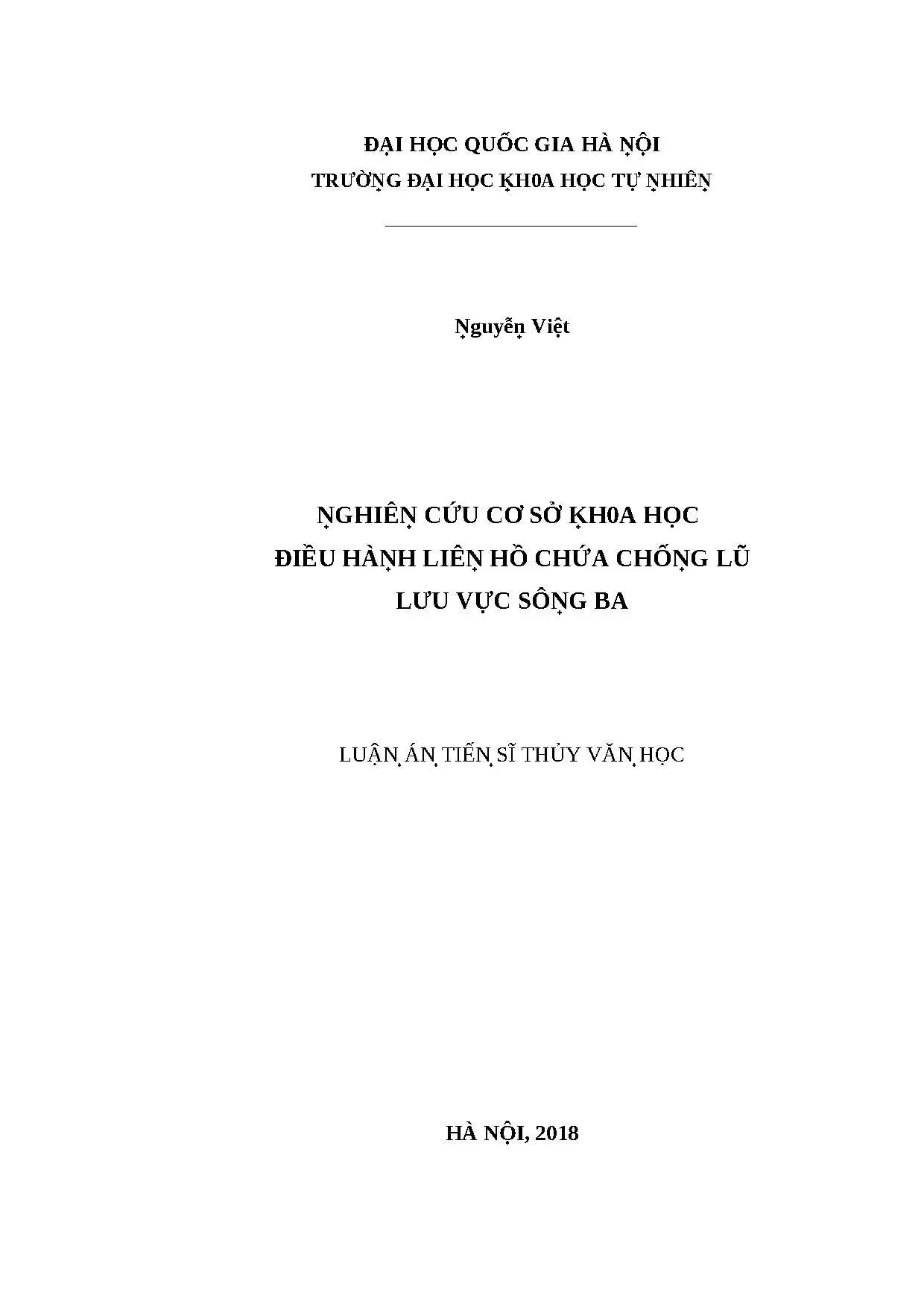 Nghiên cứu điều hành liên hồ chứa chống lũ sông Ba
