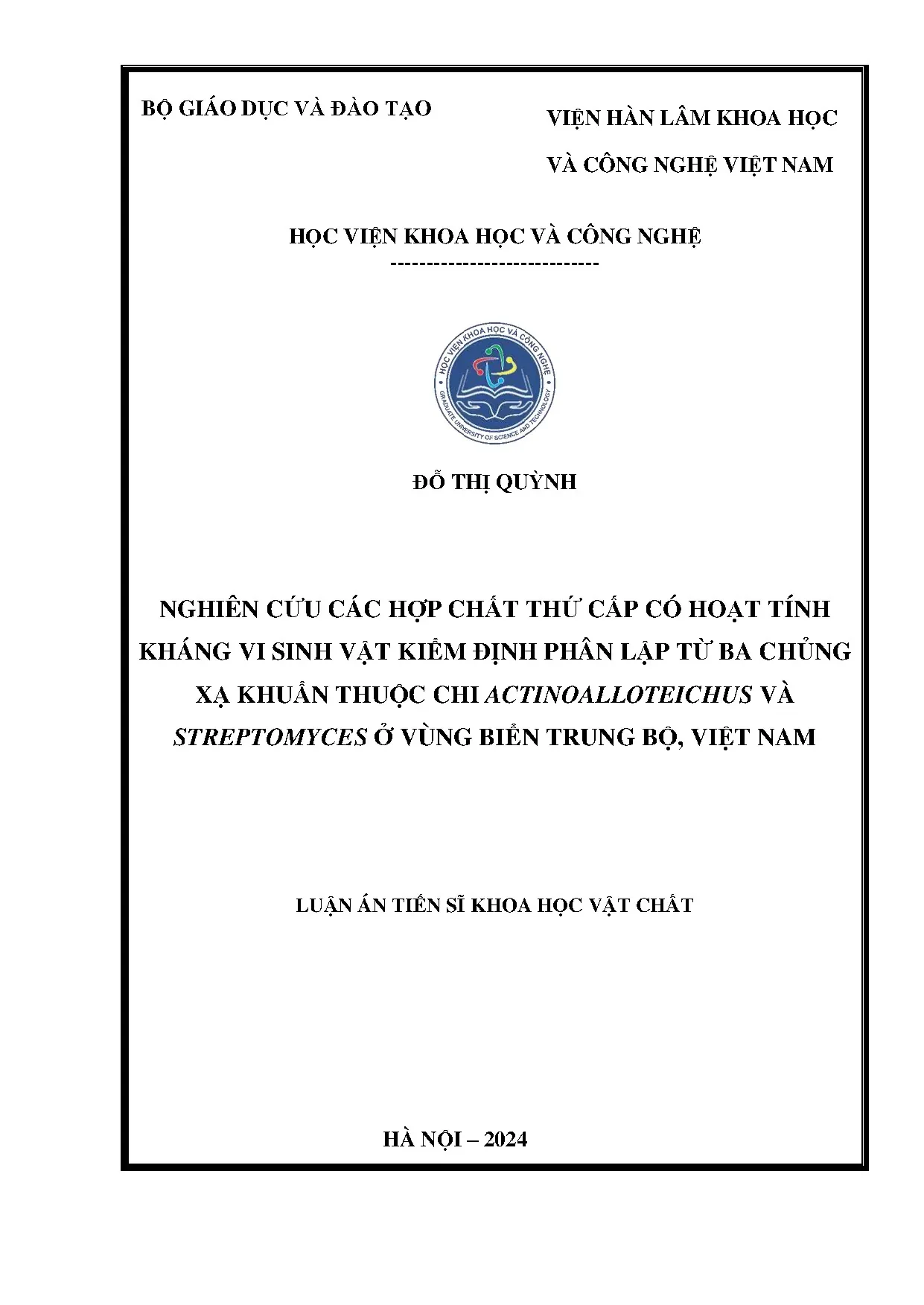 Nghiên cứu các hợp chất thứ cấp có hoạt tính kháng vi sinh v