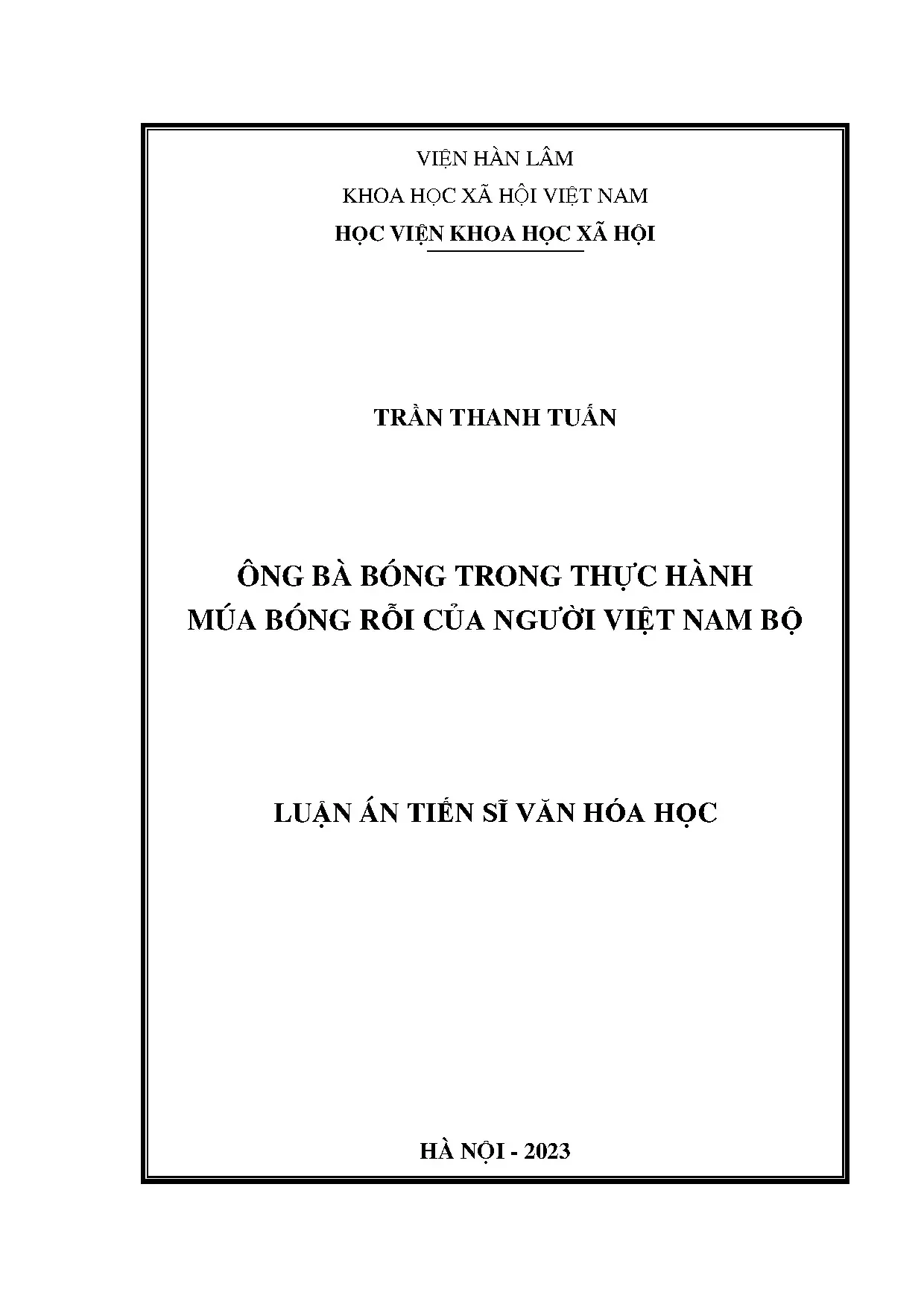 Ông bà bóng trong thực hành múa bóng rỗi của người việt nam
