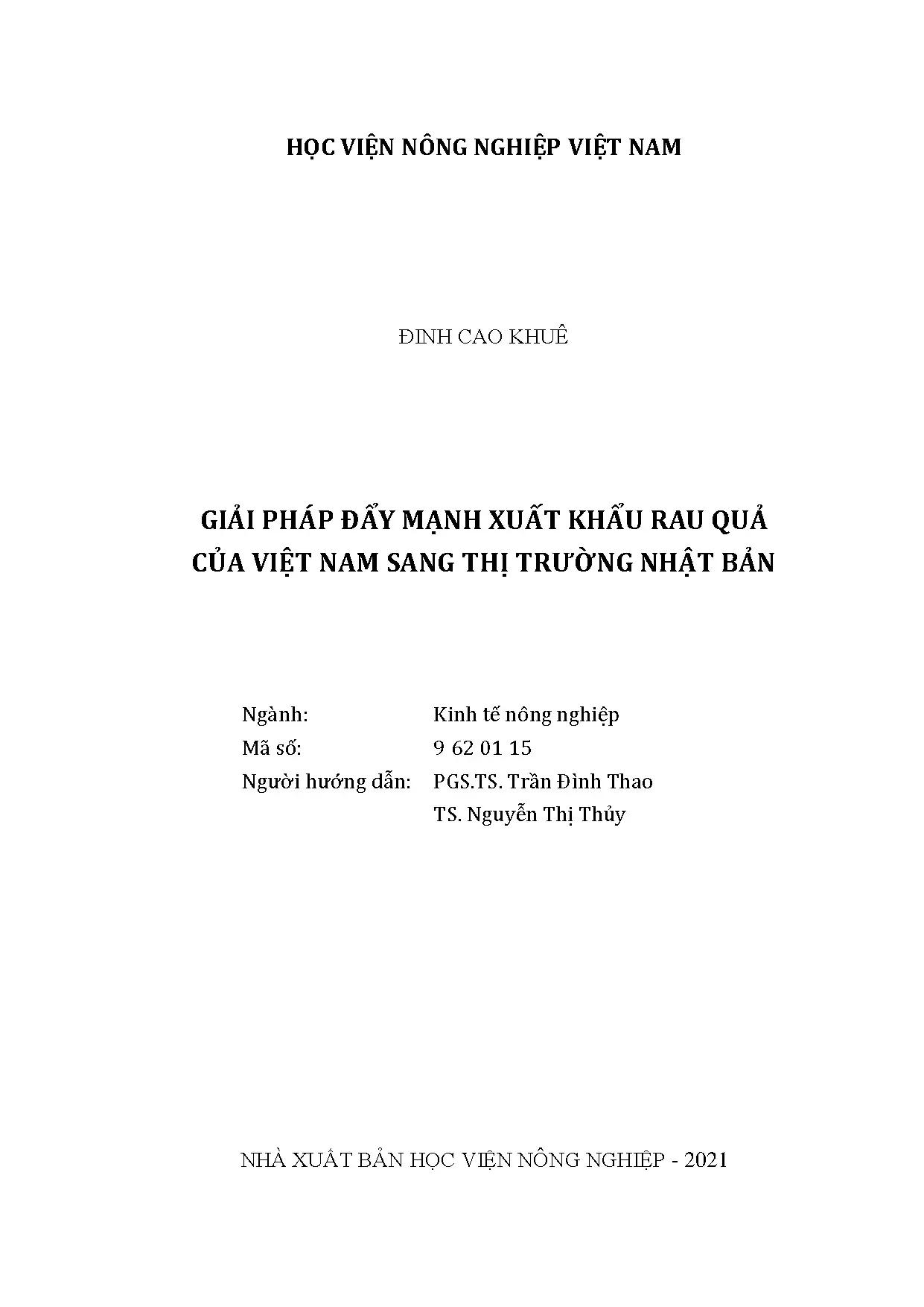 Luận án tiến sĩ giải pháp đẩy mạnh xuất khẩu rau quả của việ