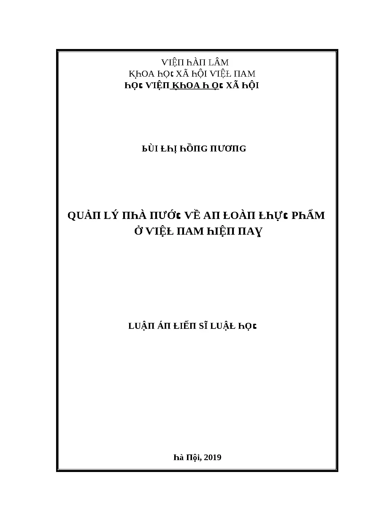 Luận án tiến sĩ luật học quản lý nhà nước về an toàn thực ph