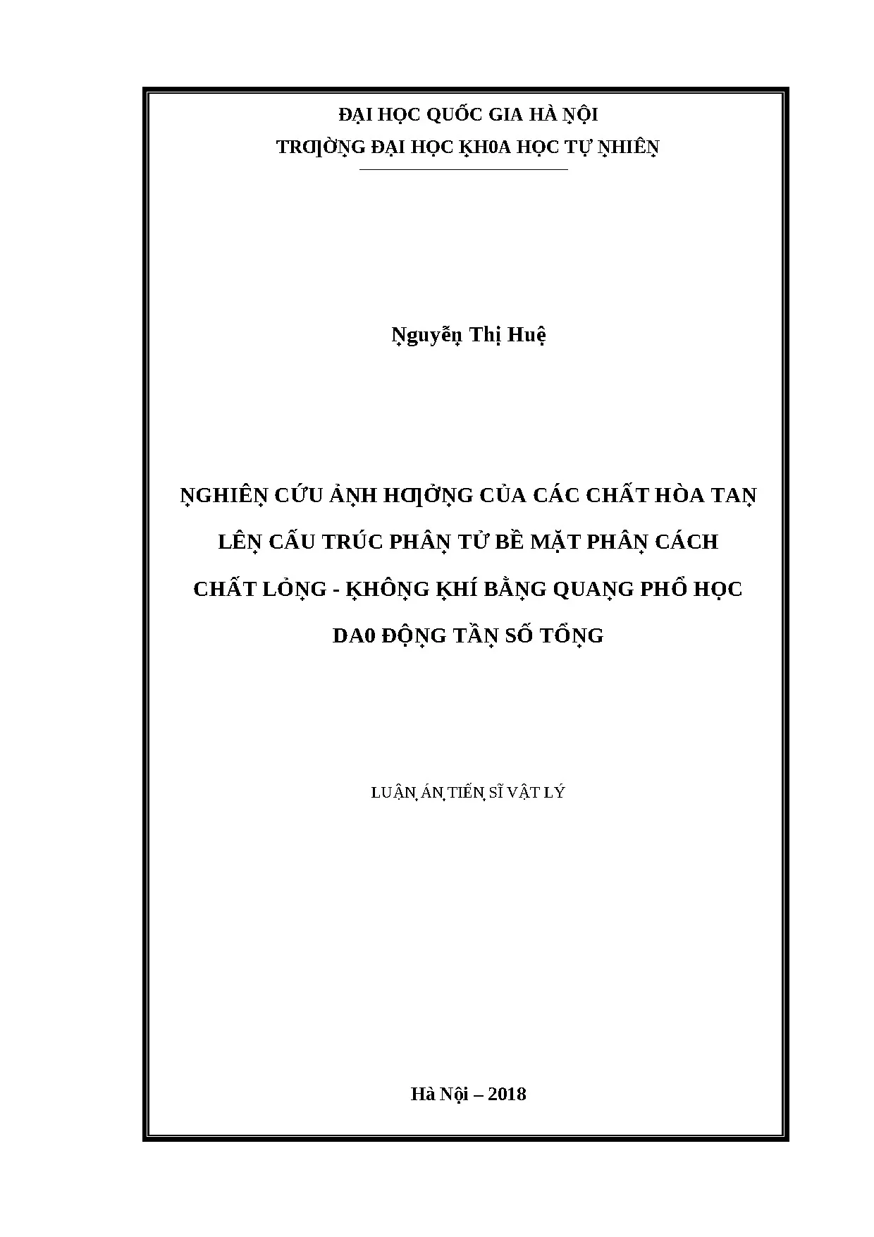 Nghiên cứu ảnh hưởng của các chất hòa tan lên cấu trúc phân
