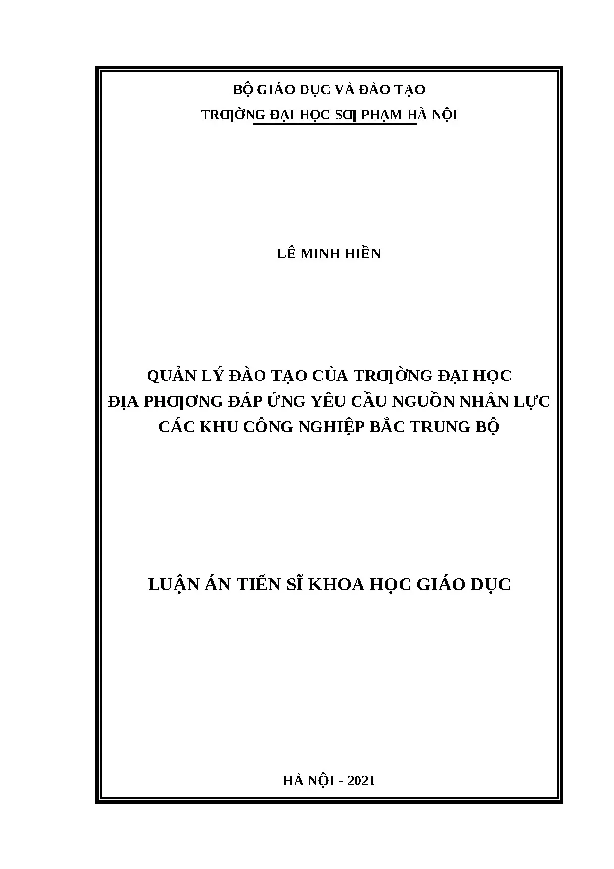 Luận án quản lý đào tạo của trƣờng đại học địa phƣơng đáp ứn