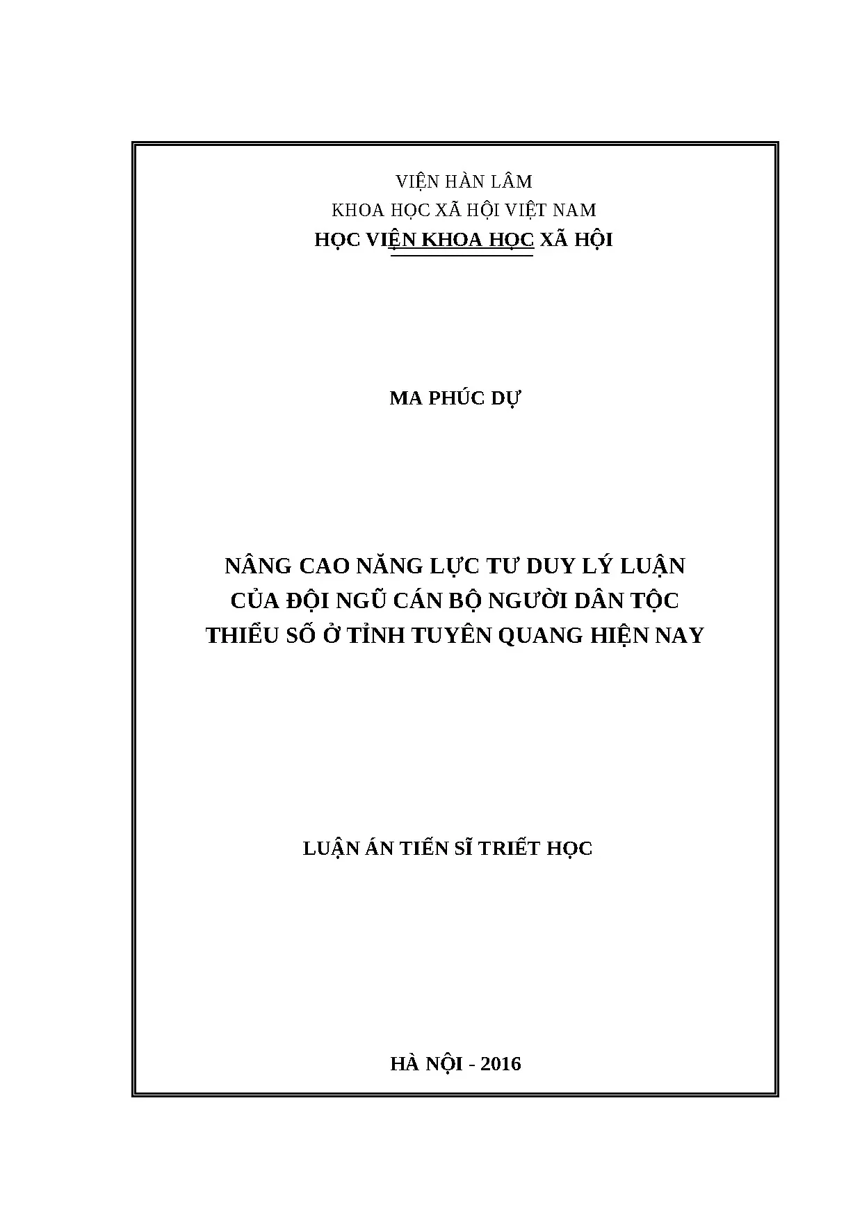 Nâng cao năng lực tư duy lý luận cán bộ DTTS Tuyên Quang