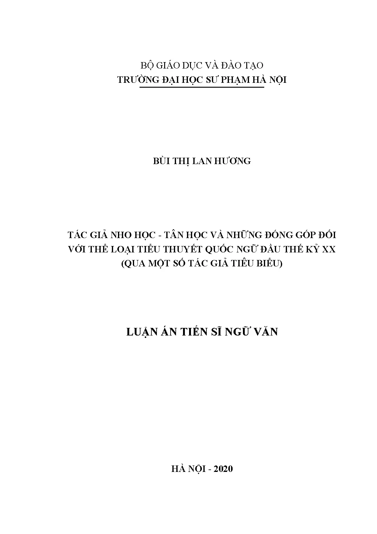 Luận án tiến sĩ tác giả nho học tân học và những đóng góp đố