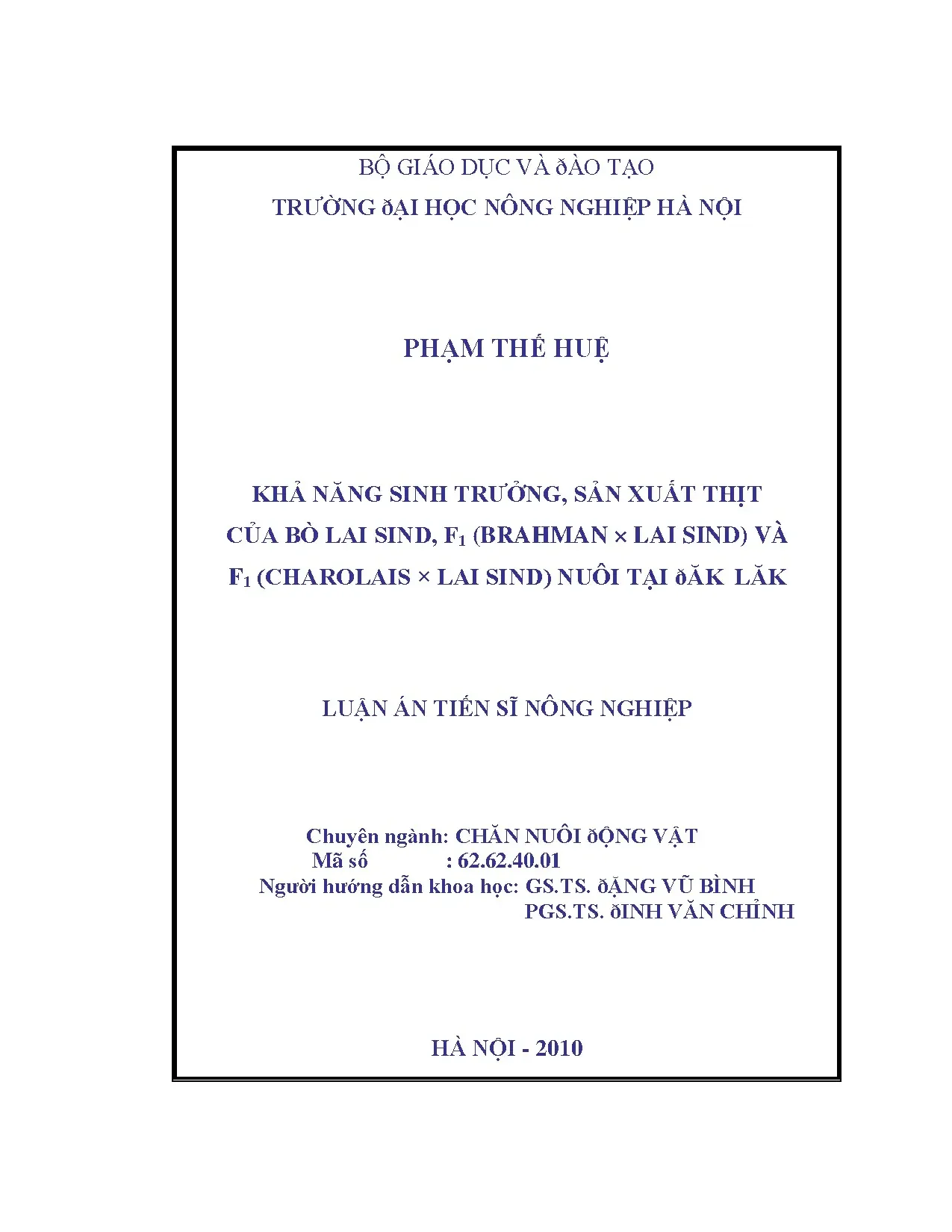 Khả năng sinh trưởng sản xuất thịt của bò lai sind f1 brahma