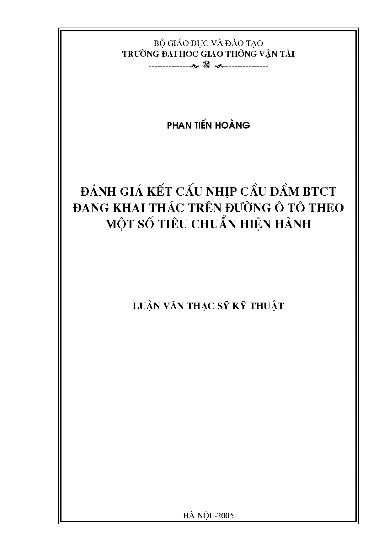 Đánh giá kết cấu nhịp cầu dầm bê tông cốt thép đang khai thá